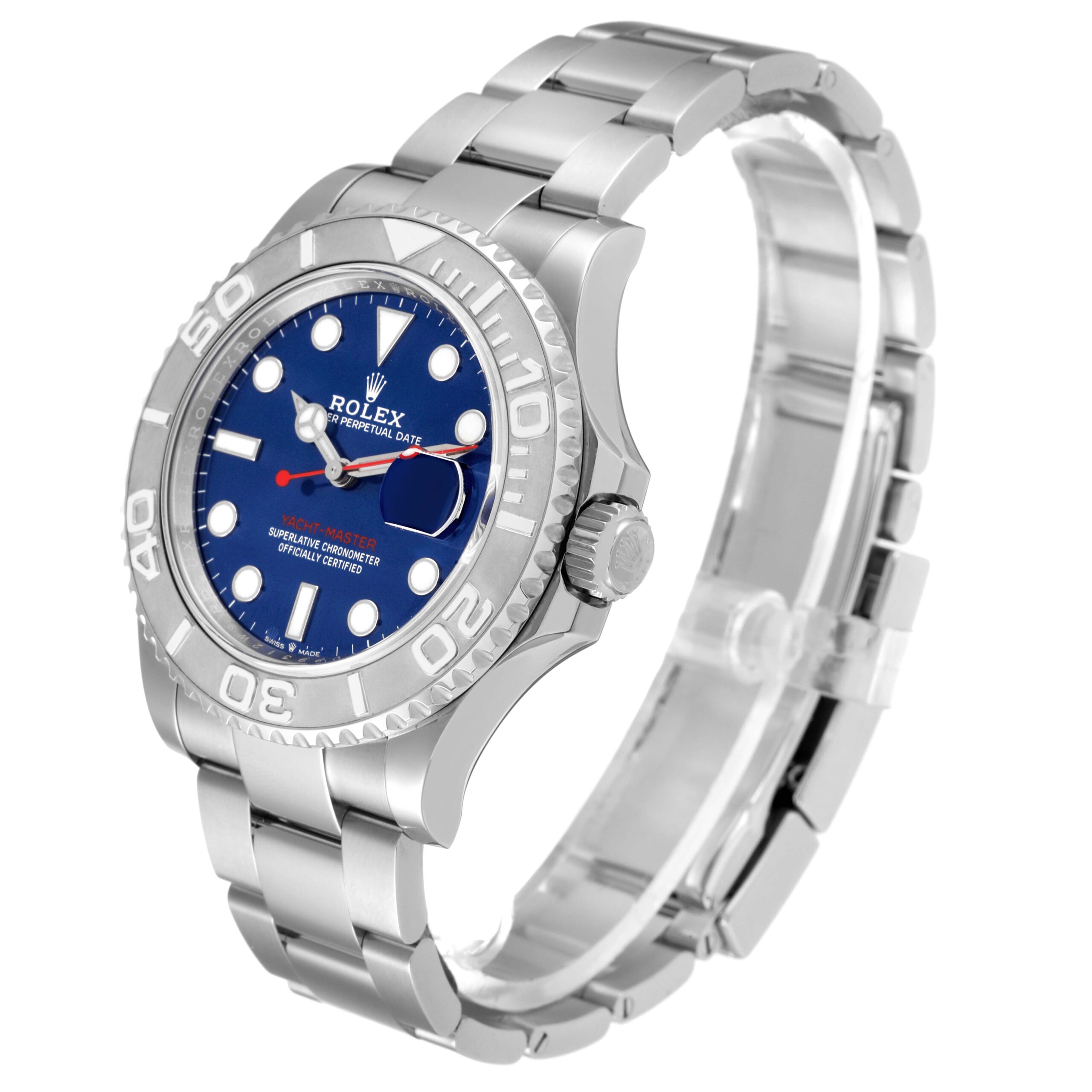 Rolex Yachtmaster Steel Platinum Blue Dial Mens Watch 126622 Box Card