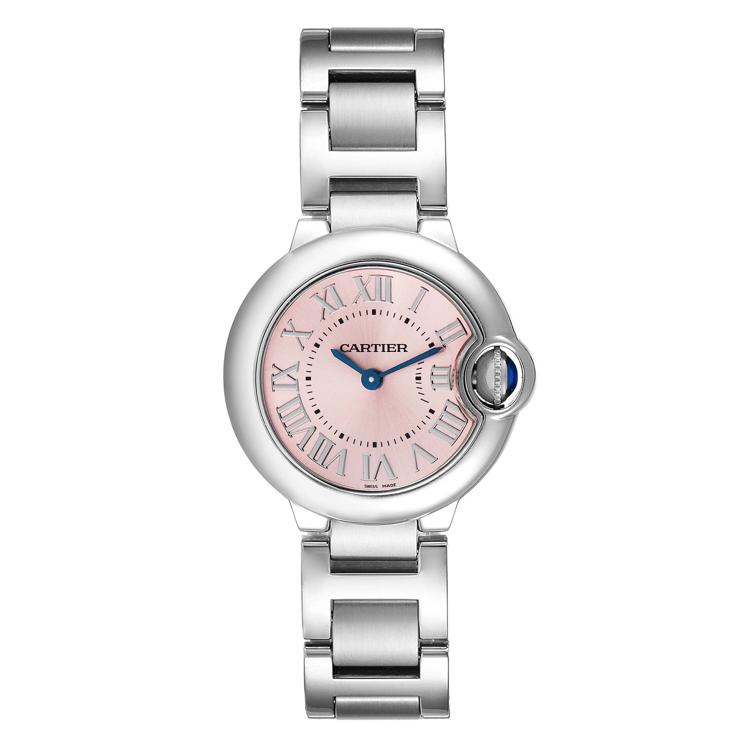Cartier Ballon Bleu Pink Dial 28mm Steel Ladies Watch W6920038