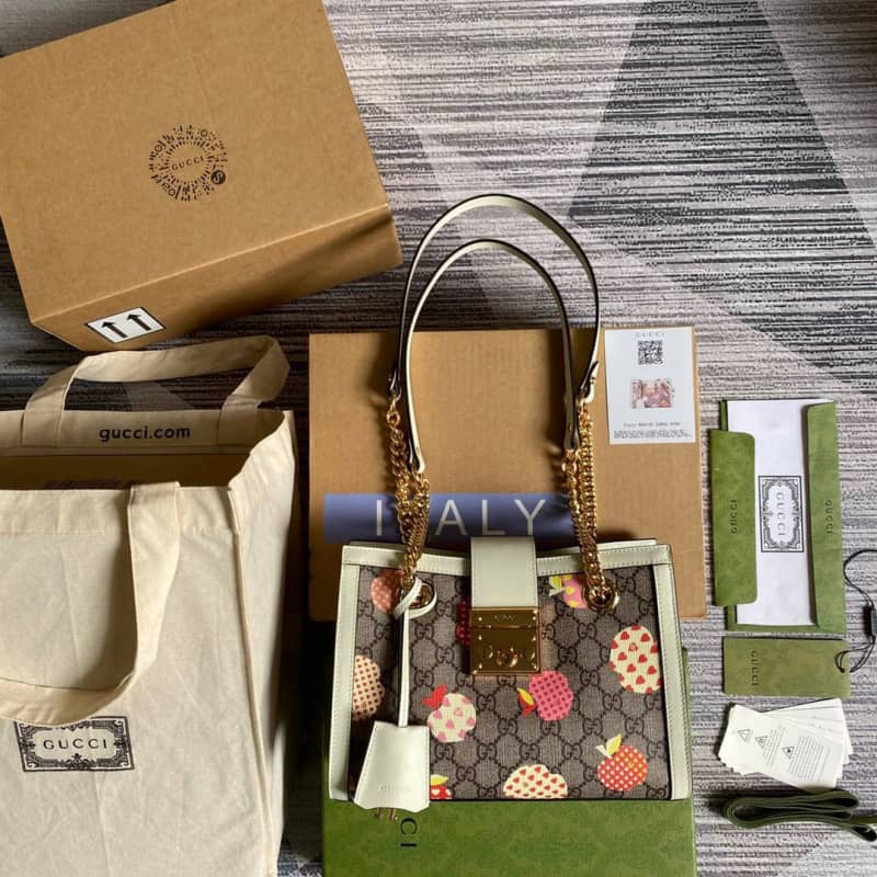 Gucci Padlock Small GG Supreme Canvas Shoulder Bag Replica Brown 498156