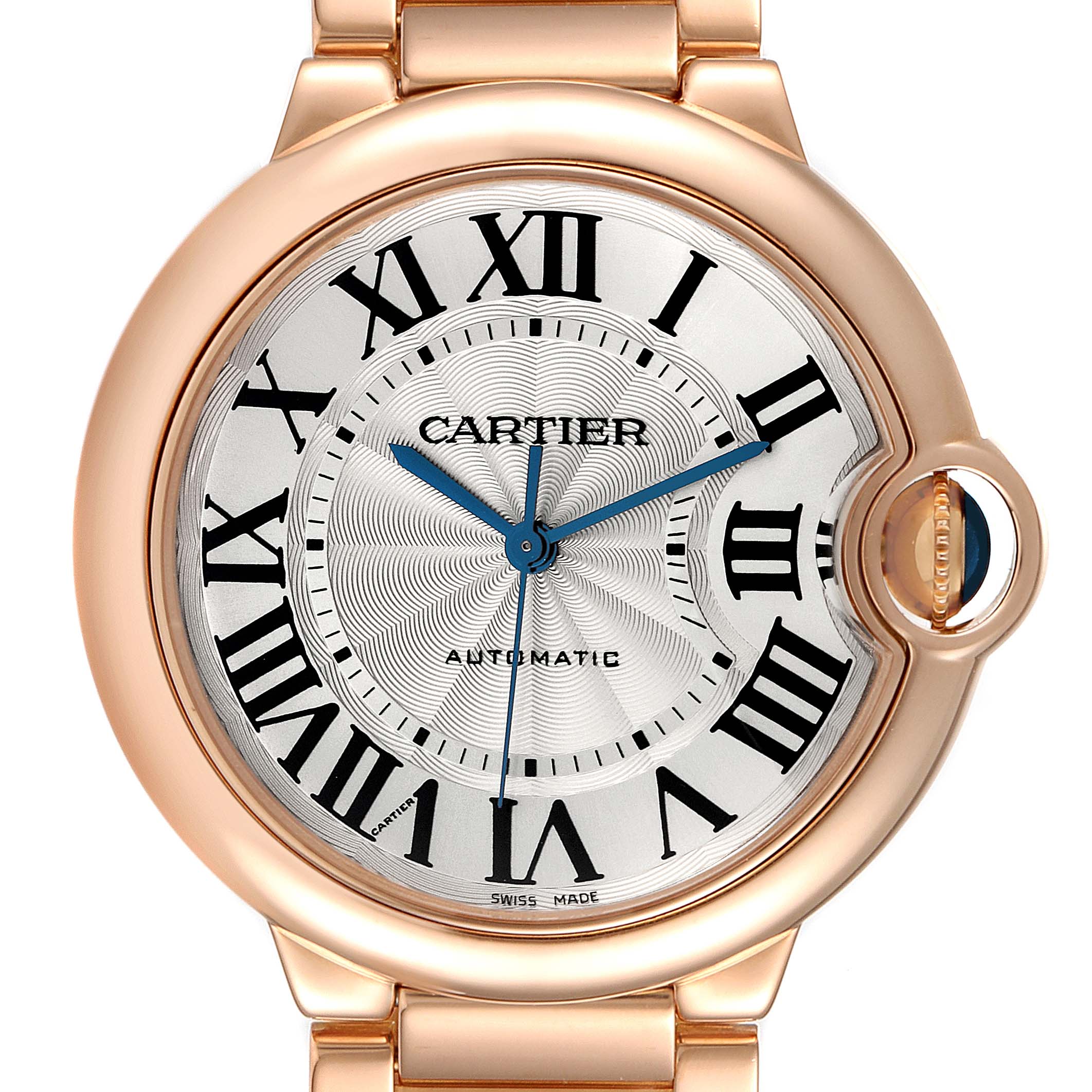 Cartier Ballon Bleu 36mm Automatic Rose Gold Mens Watch W69004Z2 Box Card