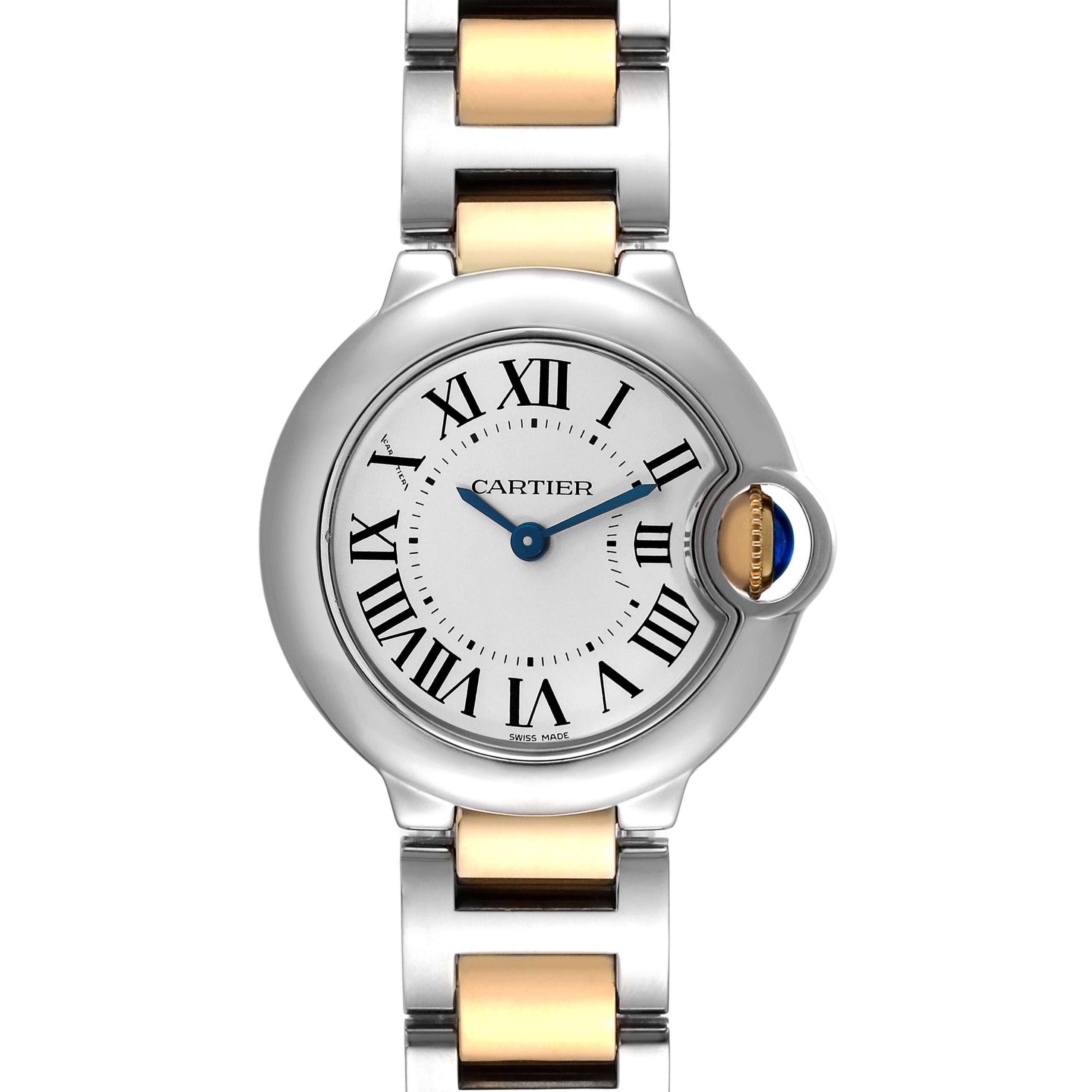 Cartier Ballon Bleu 28mm Steel Yellow Gold Ladies Watch W69007Z3 Box Papers