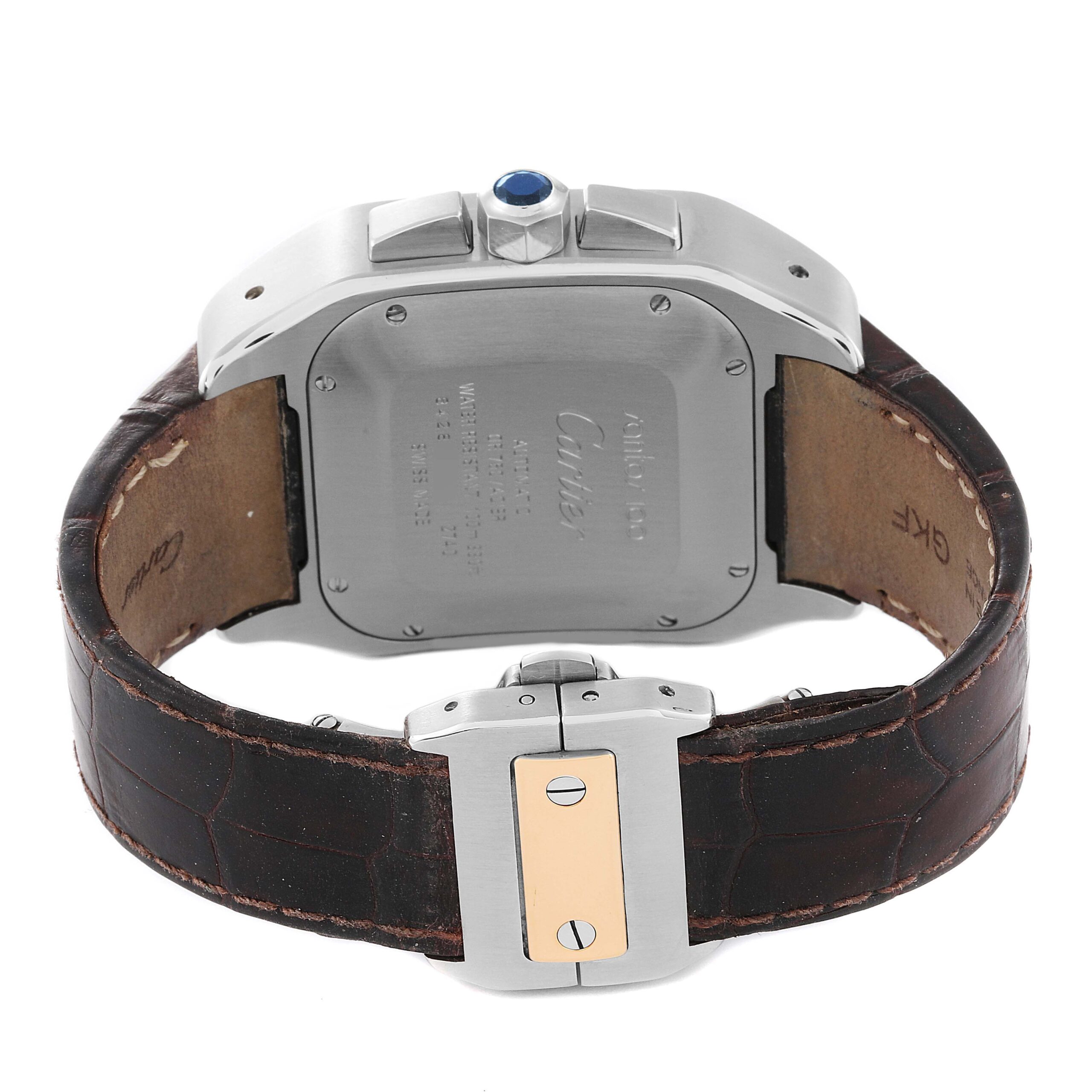 Cartier Santos 100 Steel Yellow Gold Chronograph Mens Watch W20091X7