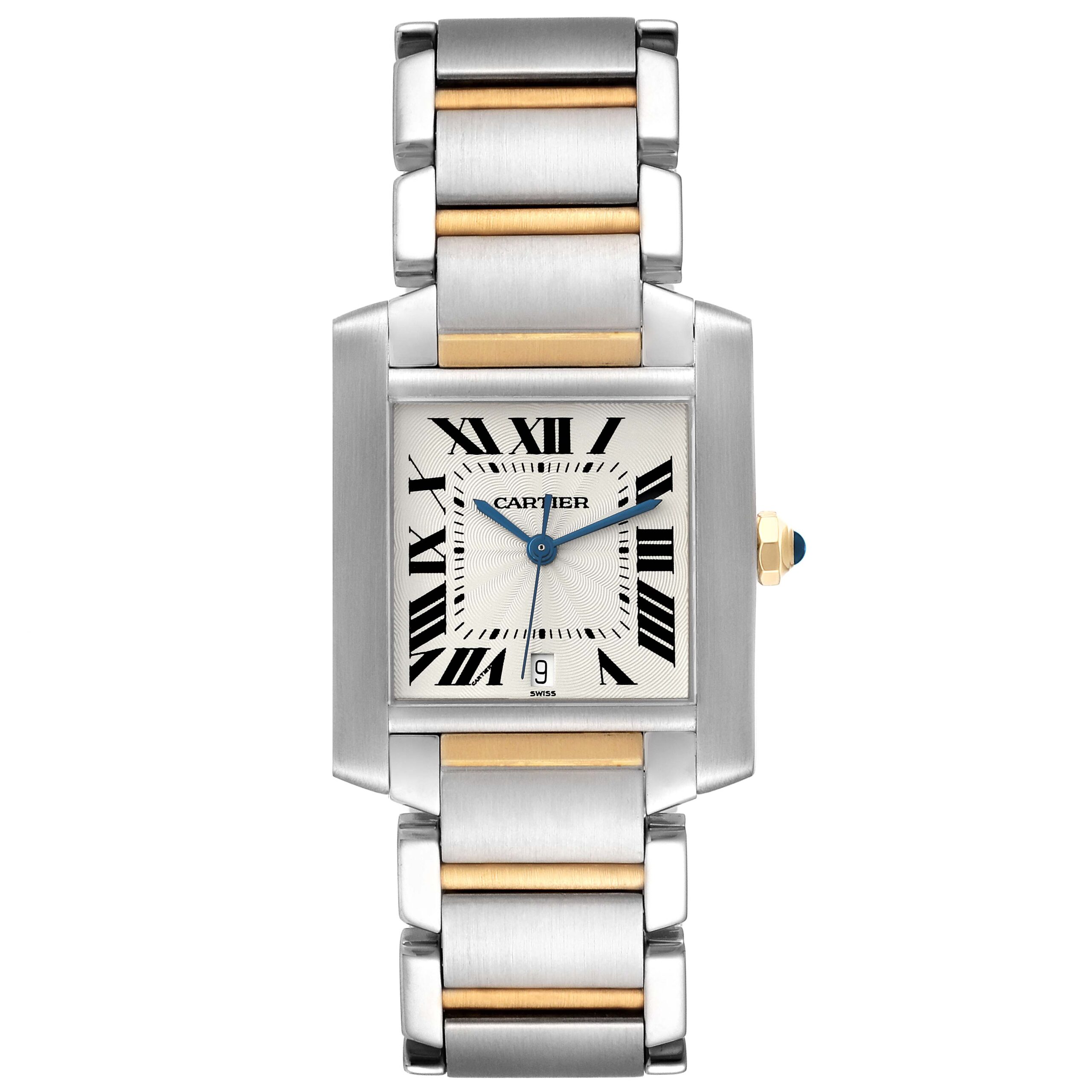 Cartier Tank Francaise Large Automatic Steel Yellow Gold Mens Watch W51005Q4