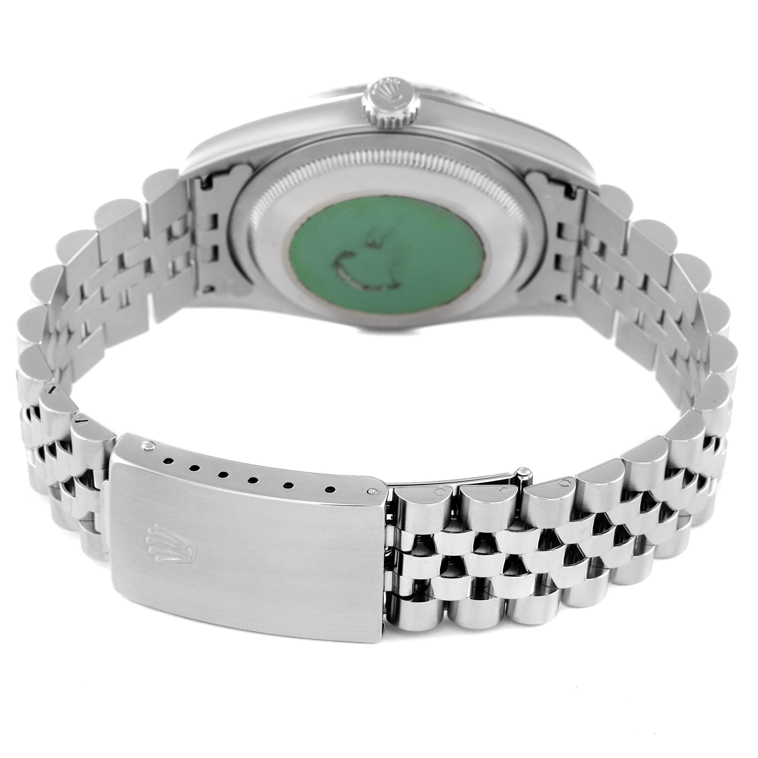 Rolex Datejust Steel White Gold Silver Diamond Dial Mens Watch 16234