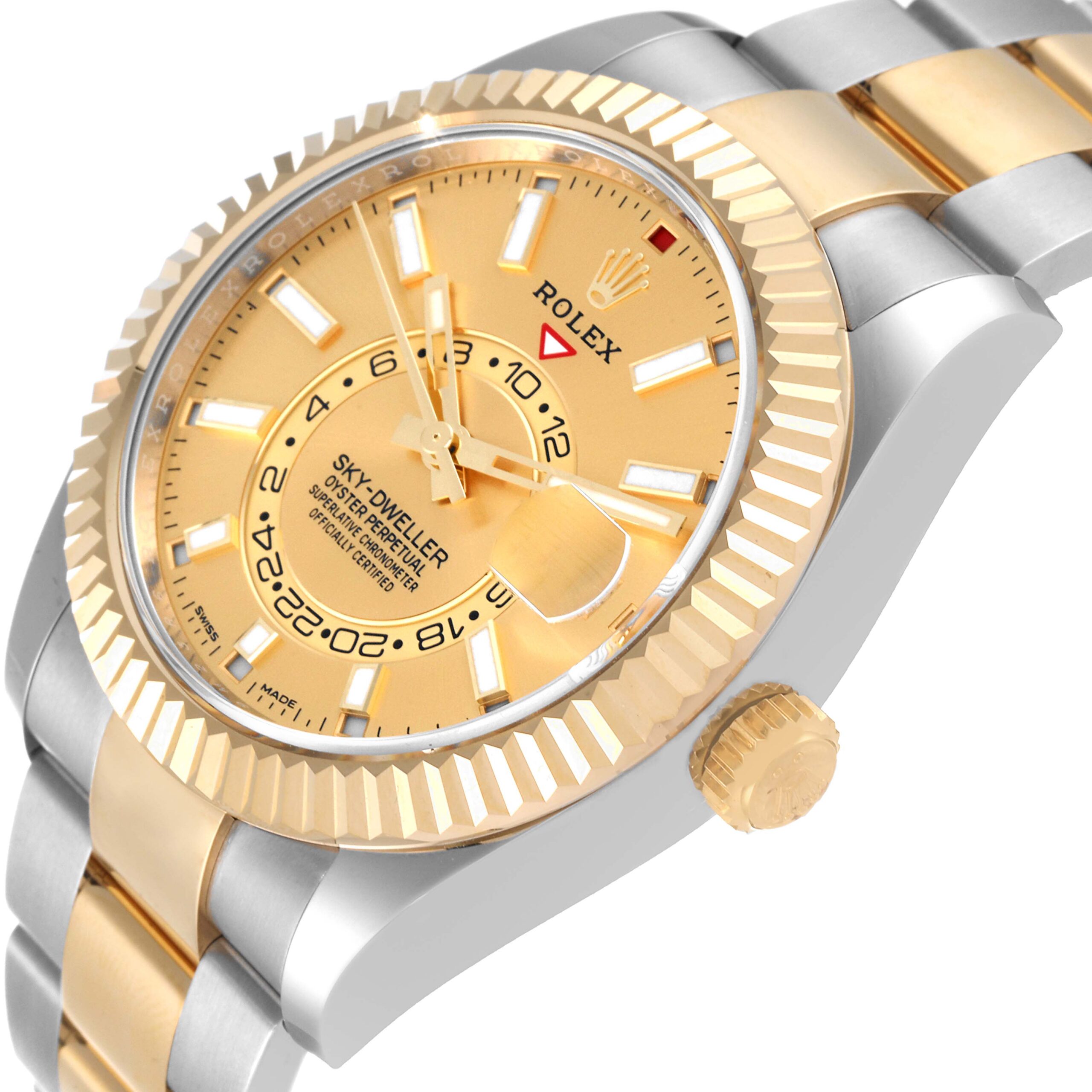 Rolex Sky Dweller Steel Yellow Gold Champagne Dial Mens Watch 326933 Unworn
