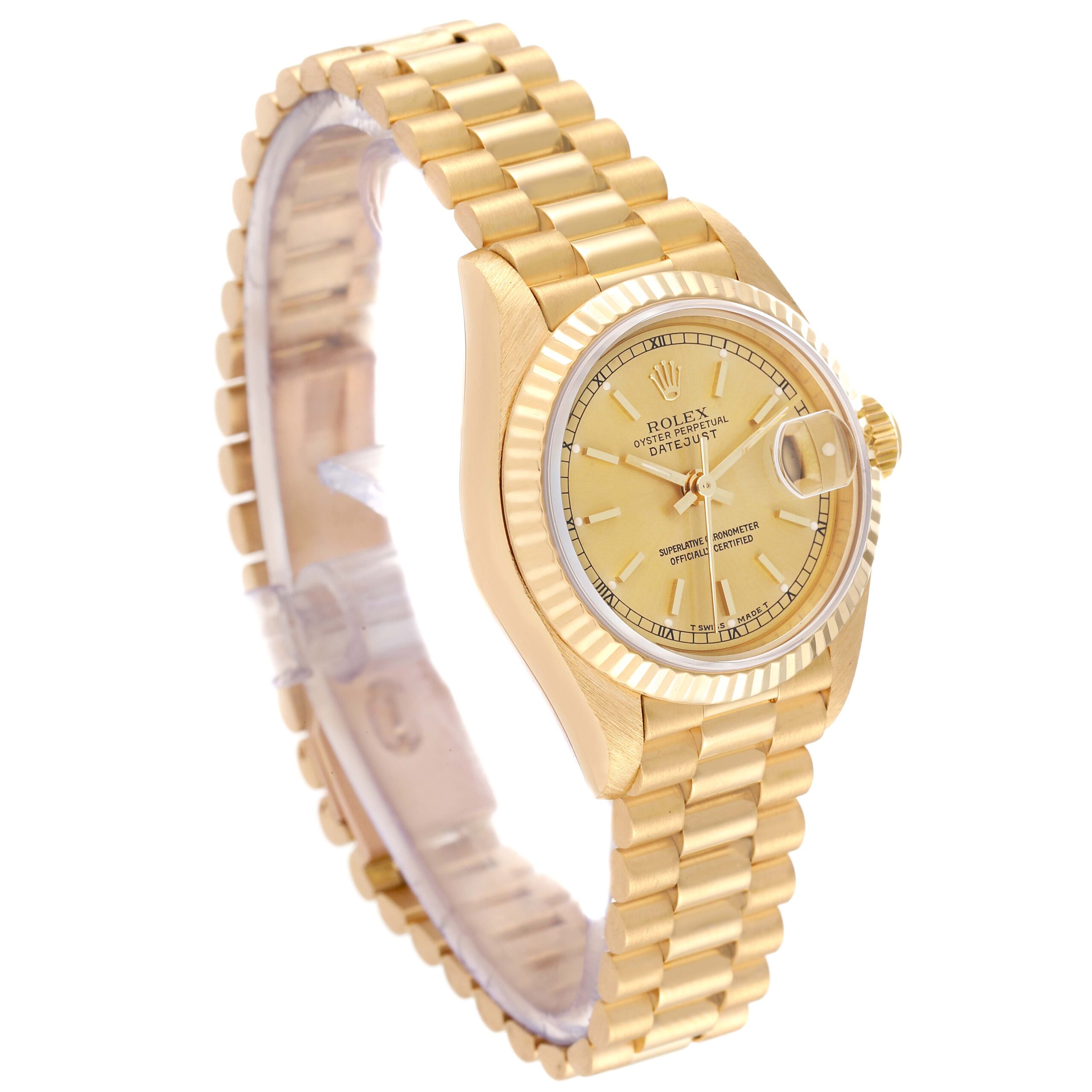 Rolex Datejust President Yellow Gold Champagne Dial Ladies Watch 69178