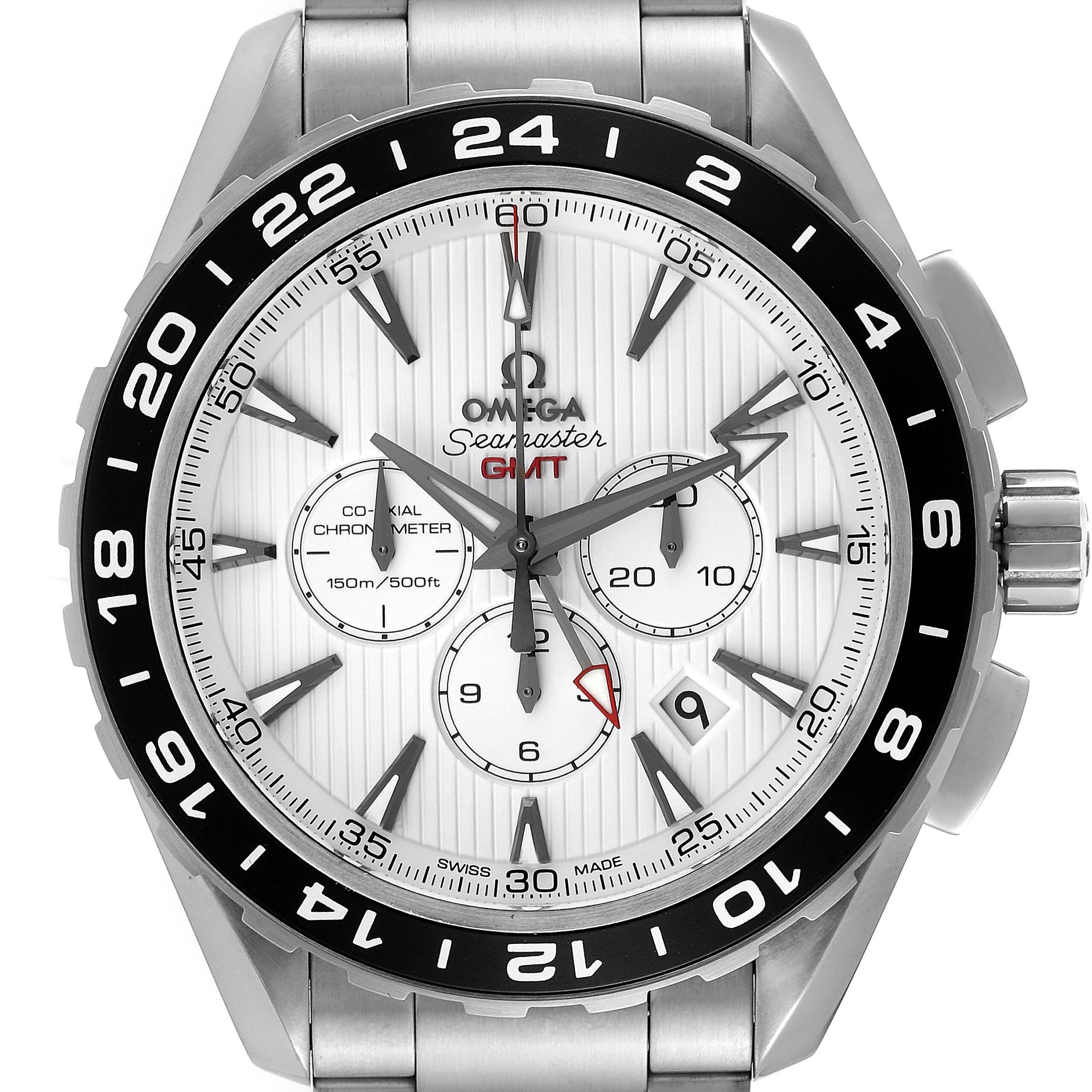 Omega Aqua Terra GMT Chronograph Steel Mens Watch 231.10.44.52.04.001 Box Card