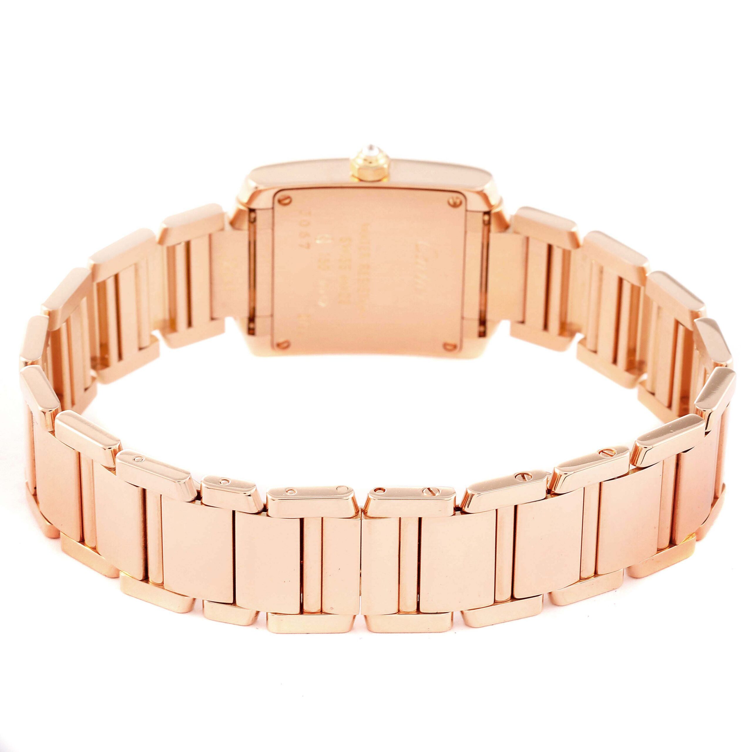 Cartier Tank Francaise Small Rose Gold Diamond Ladies Watch WE10456H Box Papers