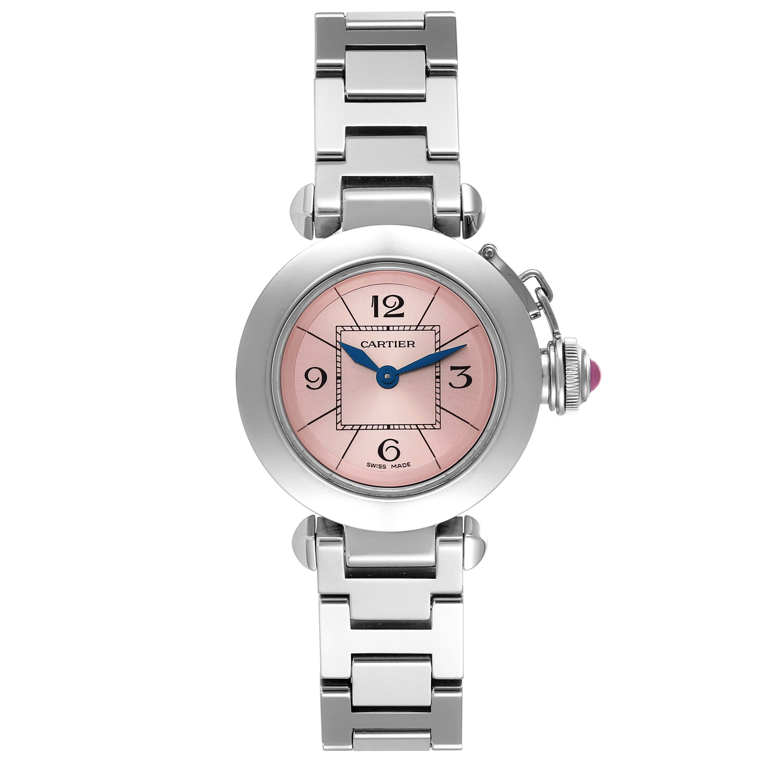 Cartier Miss Pasha Steel Pink Dial Ladies Watch W3140008