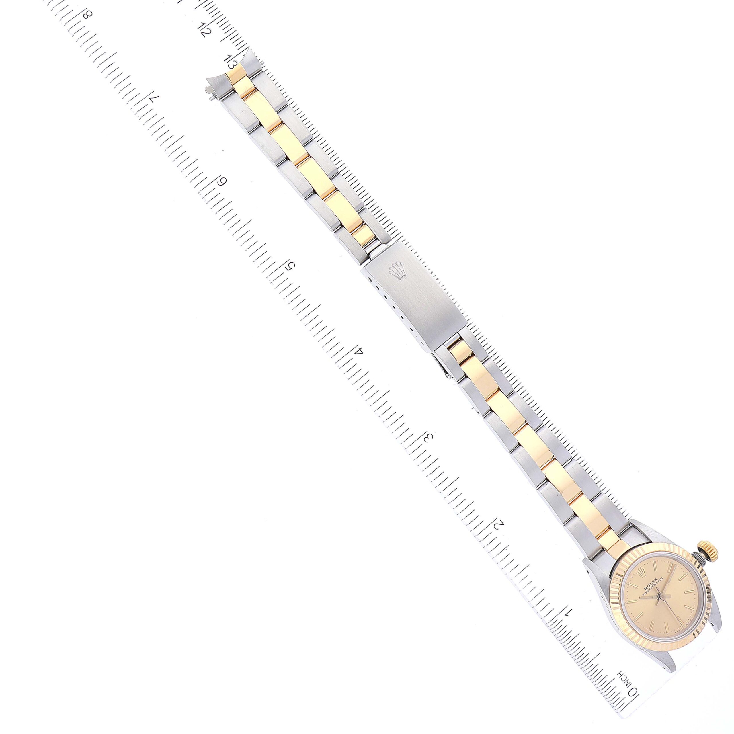 Rolex Oyster Perpetual Steel Yellow Gold Ladies Watch 67193 Box Papers