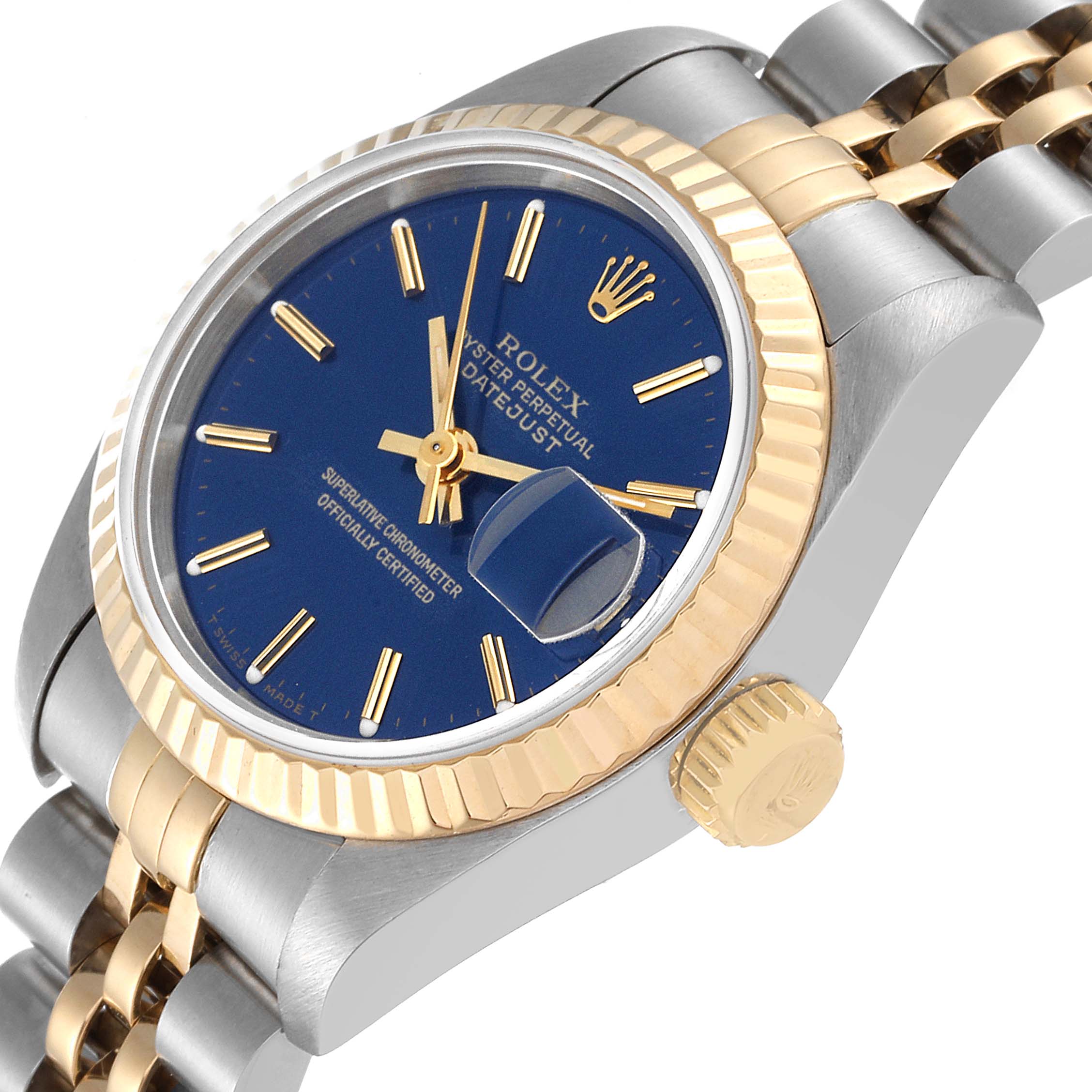 Rolex Datejust Steel Yellow Gold Blue Dial Ladies Watch 69173