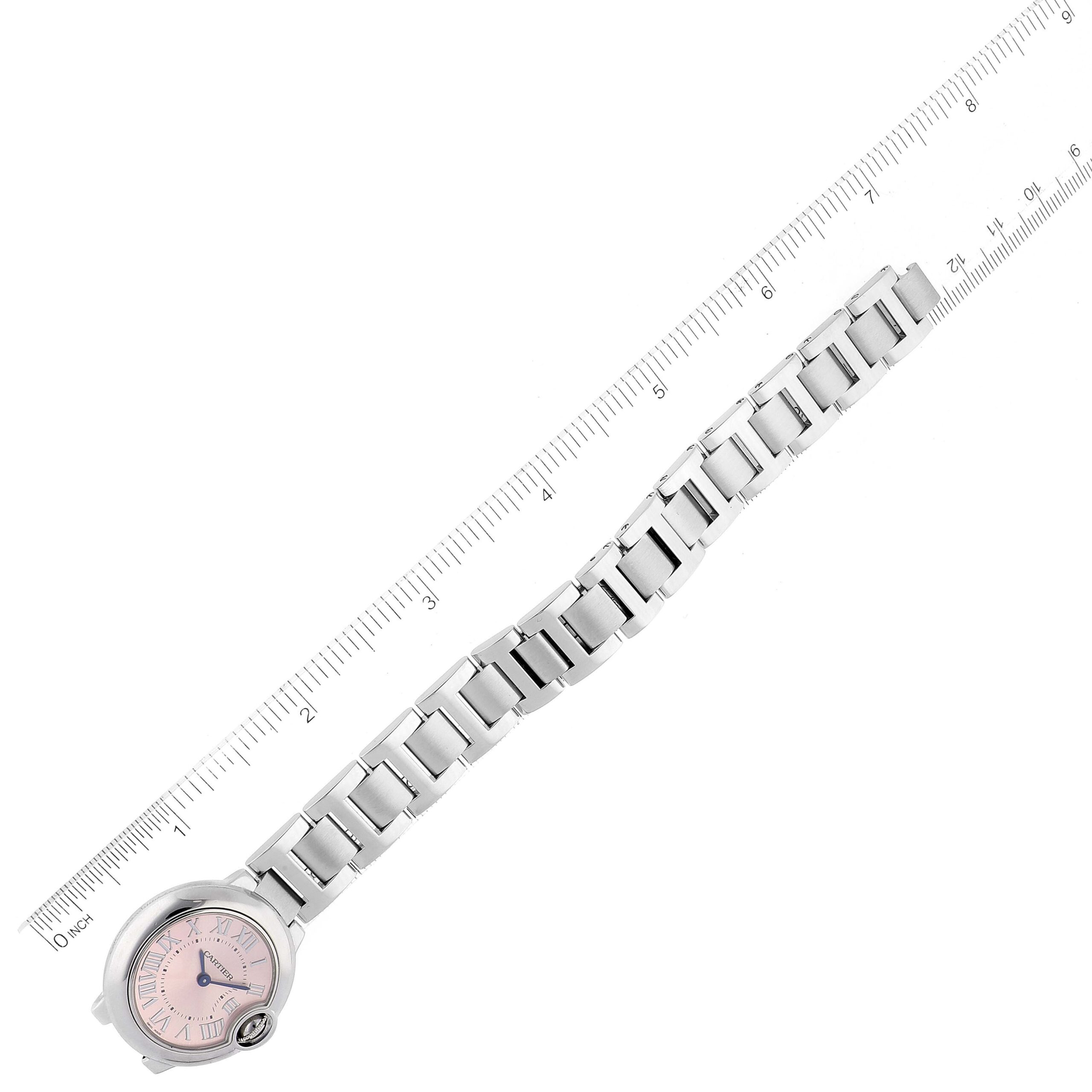 Cartier Ballon Bleu Pink Dial 28mm Steel Ladies Watch W6920038