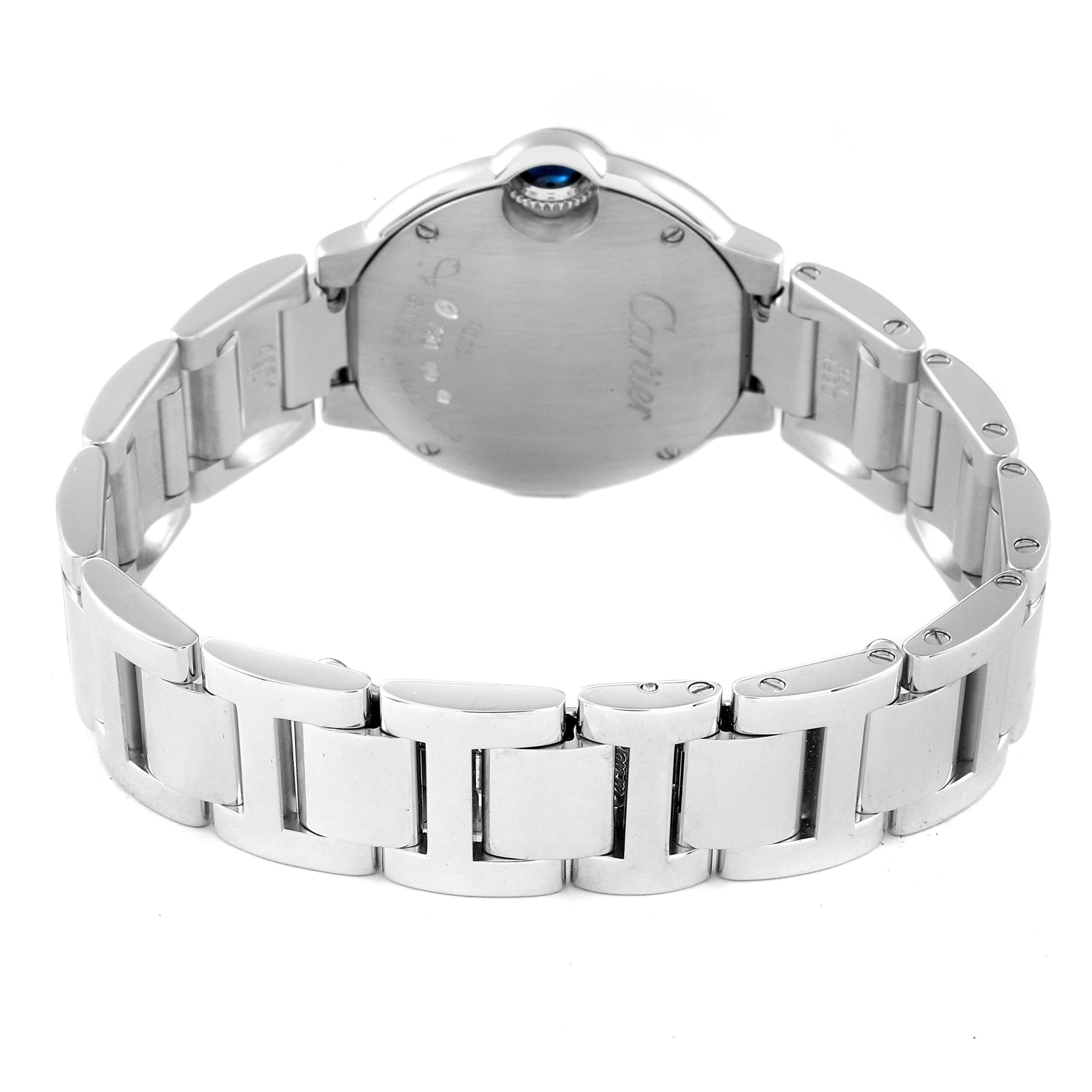 Cartier Ballon Bleu White Gold Diamond Bezel Ladies Watch WE9003Z3 Box Card