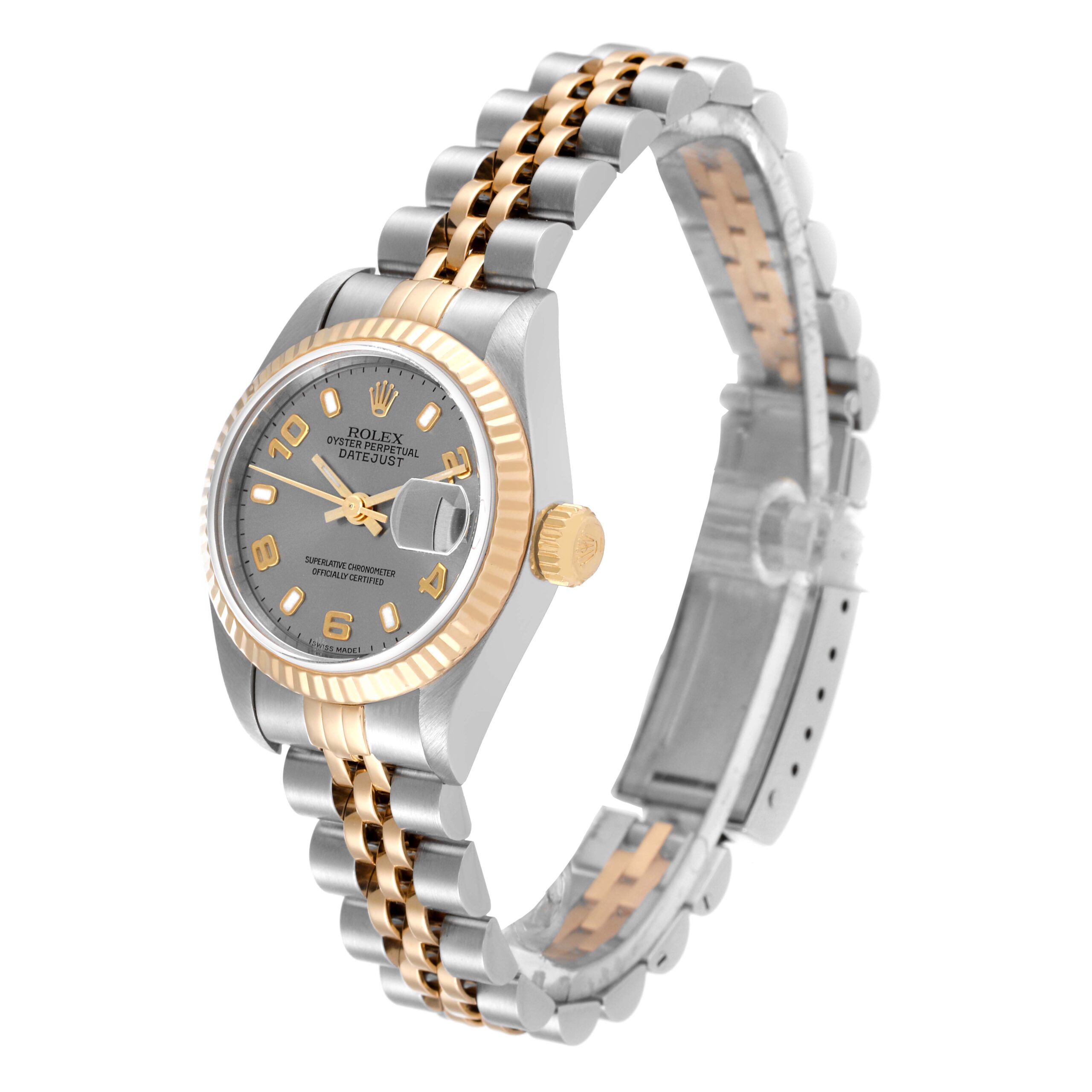 Rolex Datejust Steel Yellow Gold Slate Dial Ladies Watch 79173 Box Papers