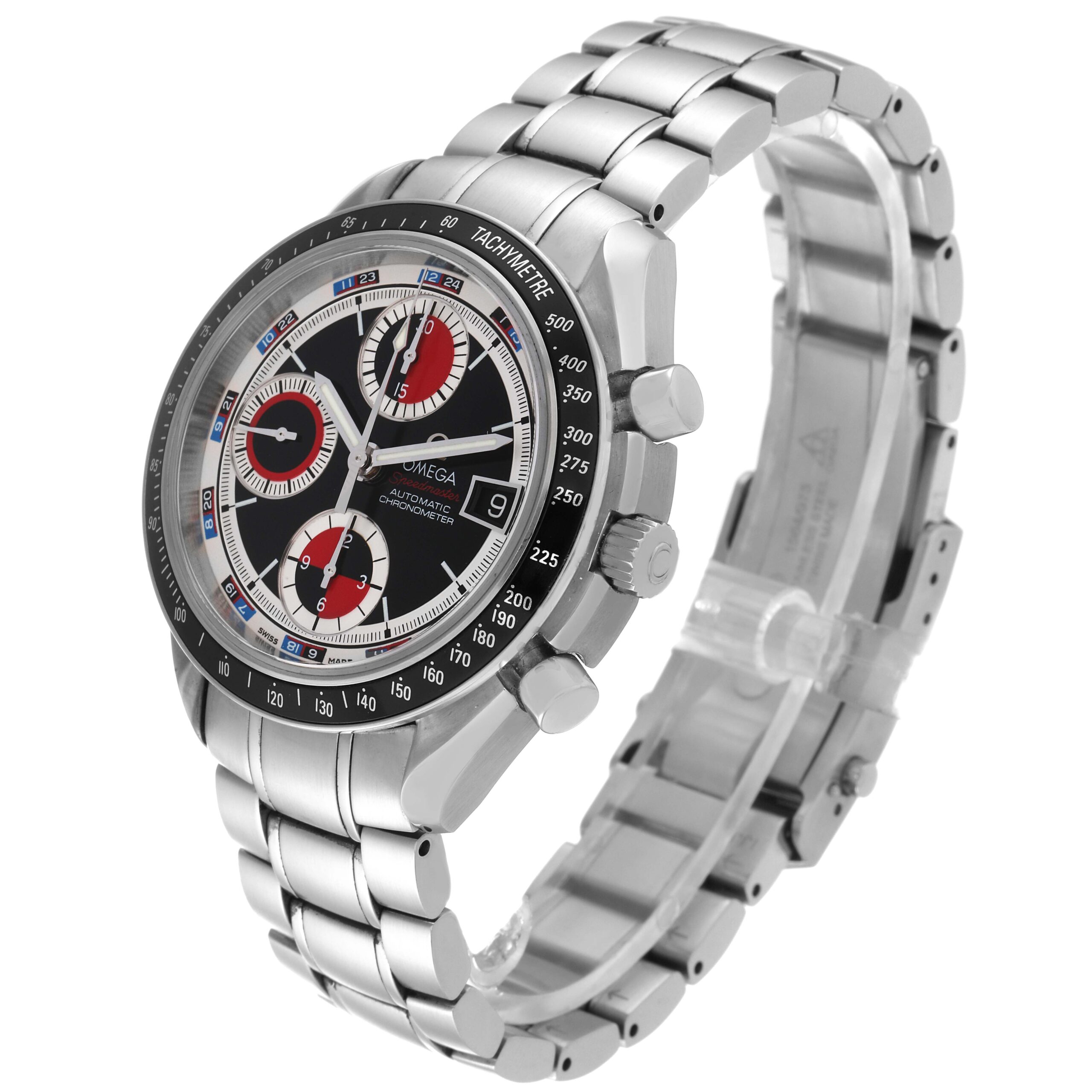 Omega Speedmaster Black Red Casino Dial Steel Mens Watch 3210.52.00 Box Card