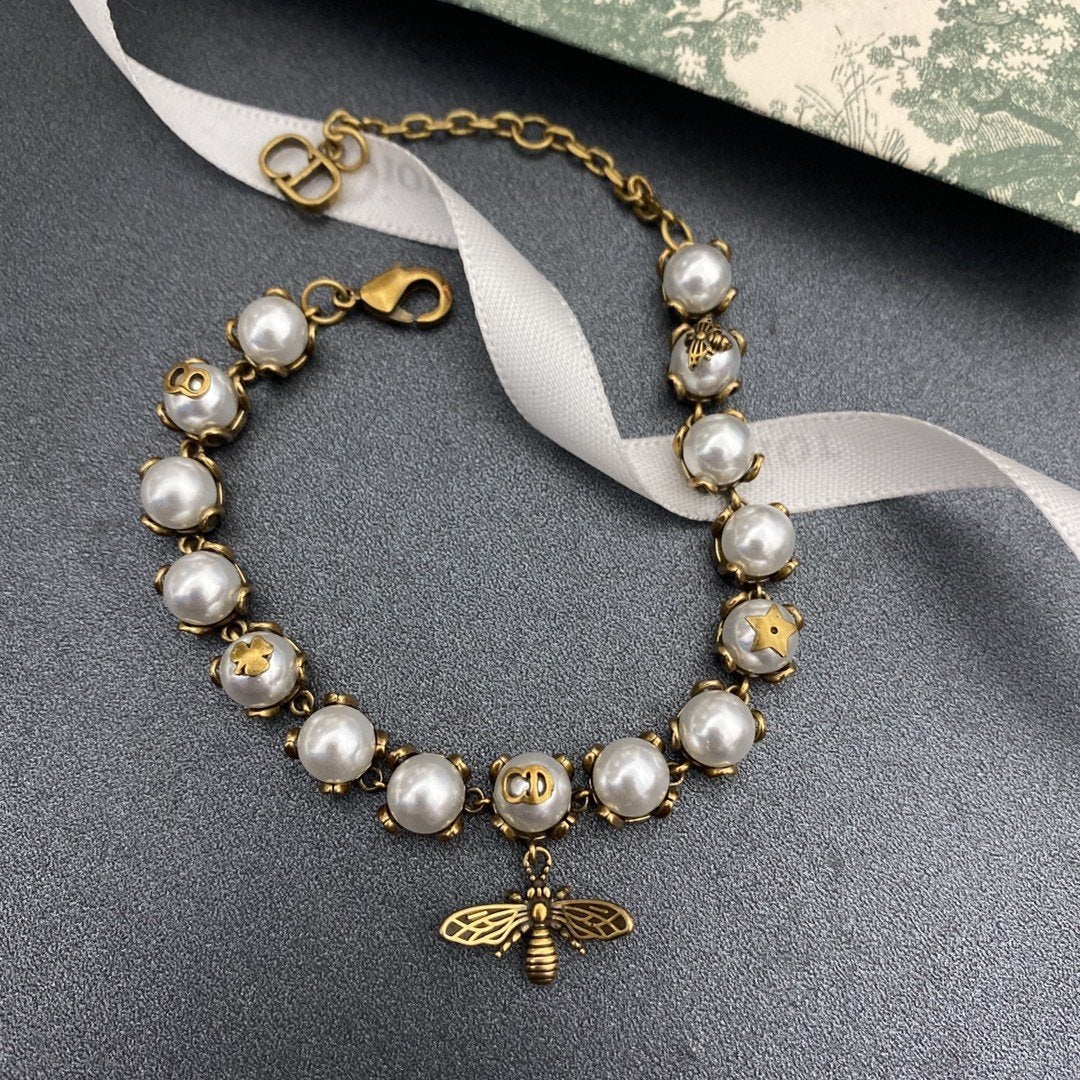 DIOR Retro Pearl Bee Bracelet
