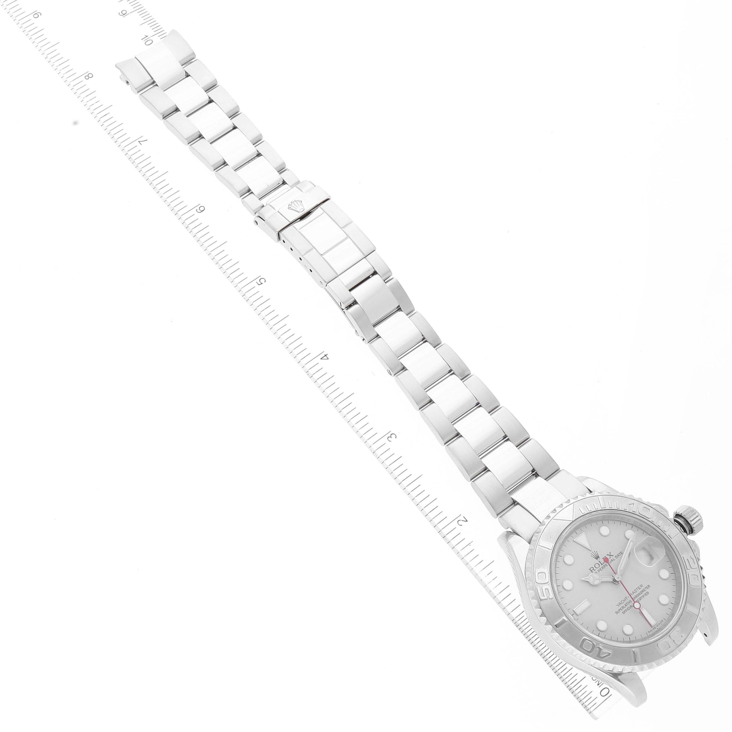 Rolex Yachtmaster Steel Platinum Dial Bezel Mens Watch 16622 Box Card