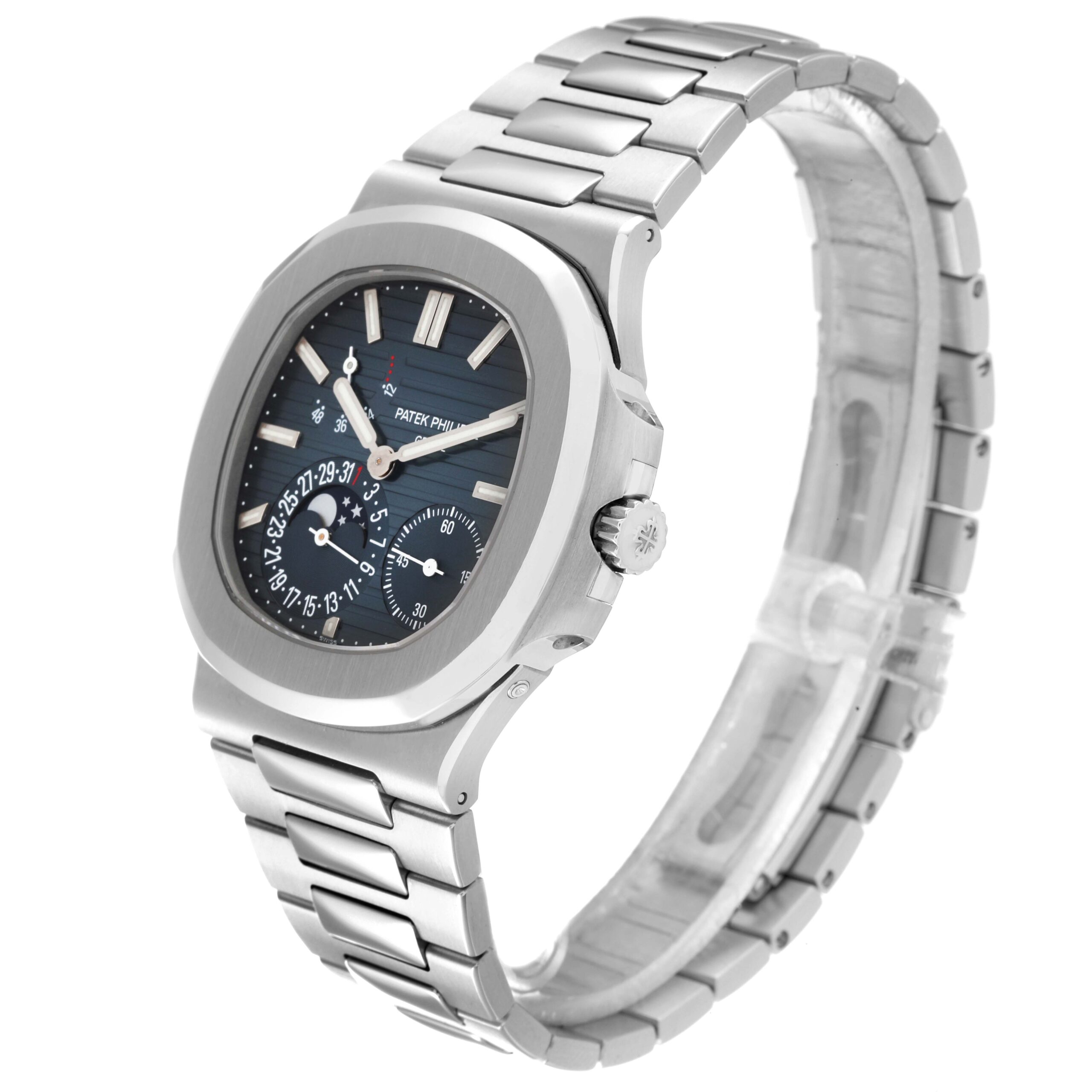 Patek Philippe Nautilus Blue Dial Moonphase Steel Mens Watch 5712 Box Papers