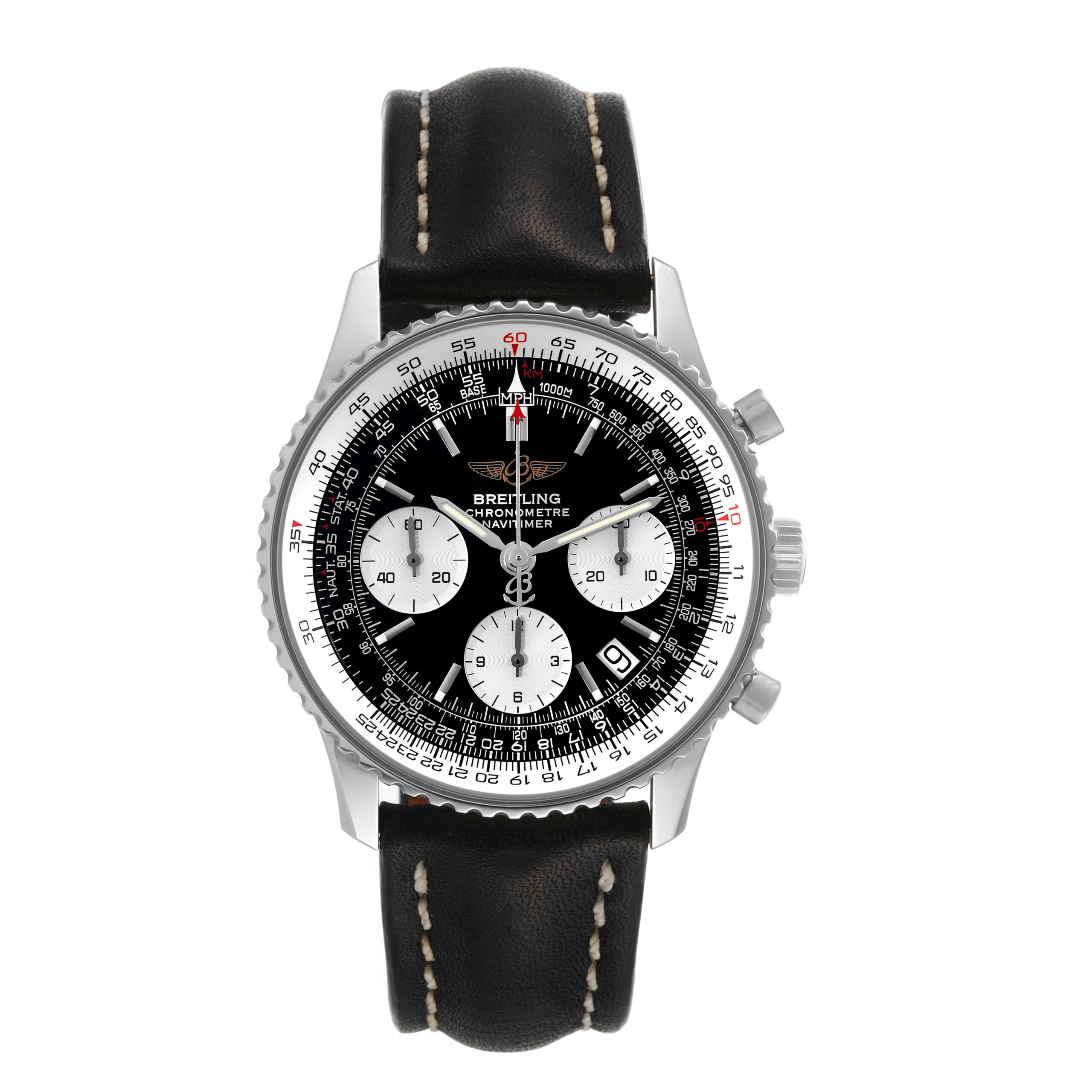 Breitling Navitimer Black Dial Chronograph Steel Mens Watch A23322 Box Papers