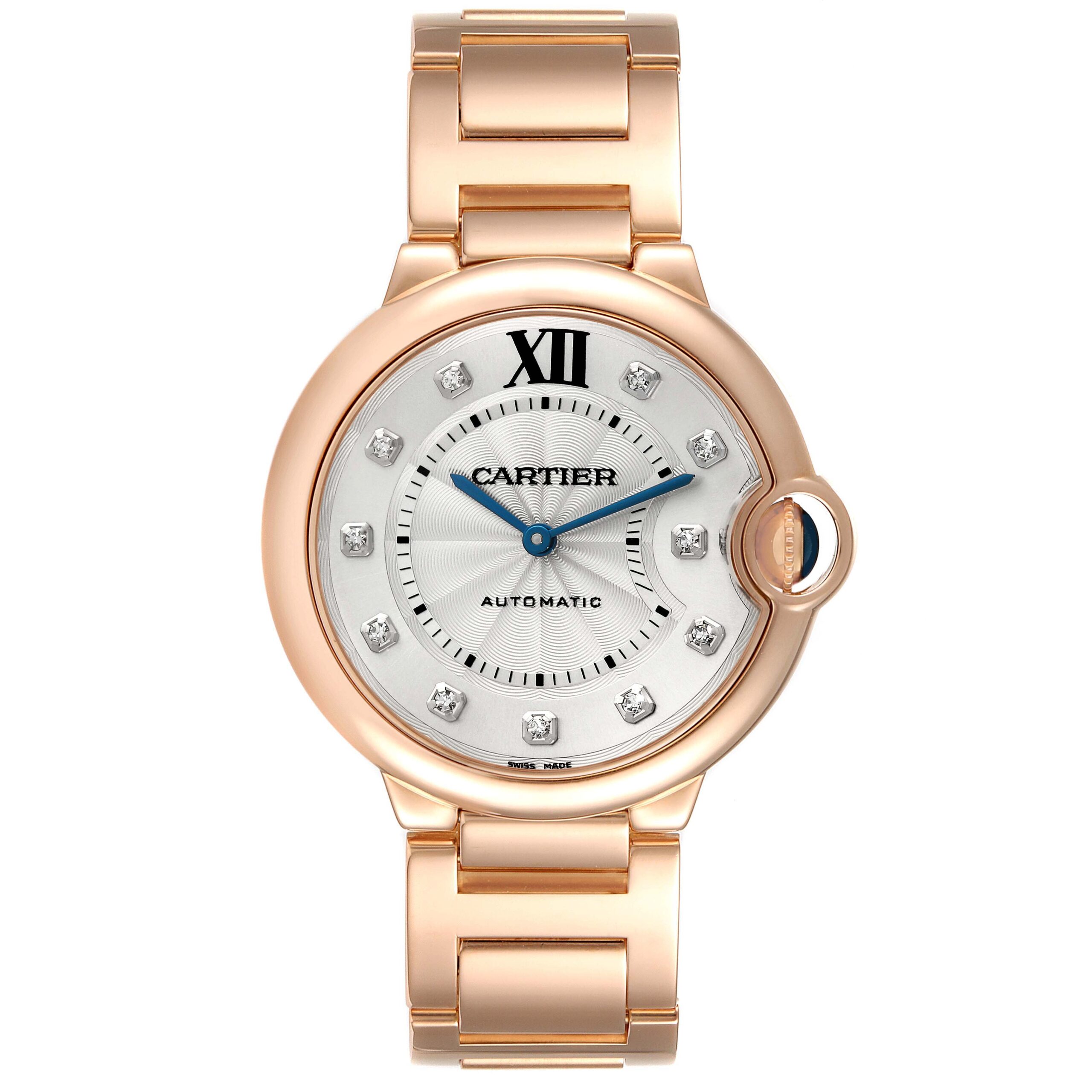 Cartier Ballon Bleu 36 Rose Gold Diamond Ladies Watch WE902026
