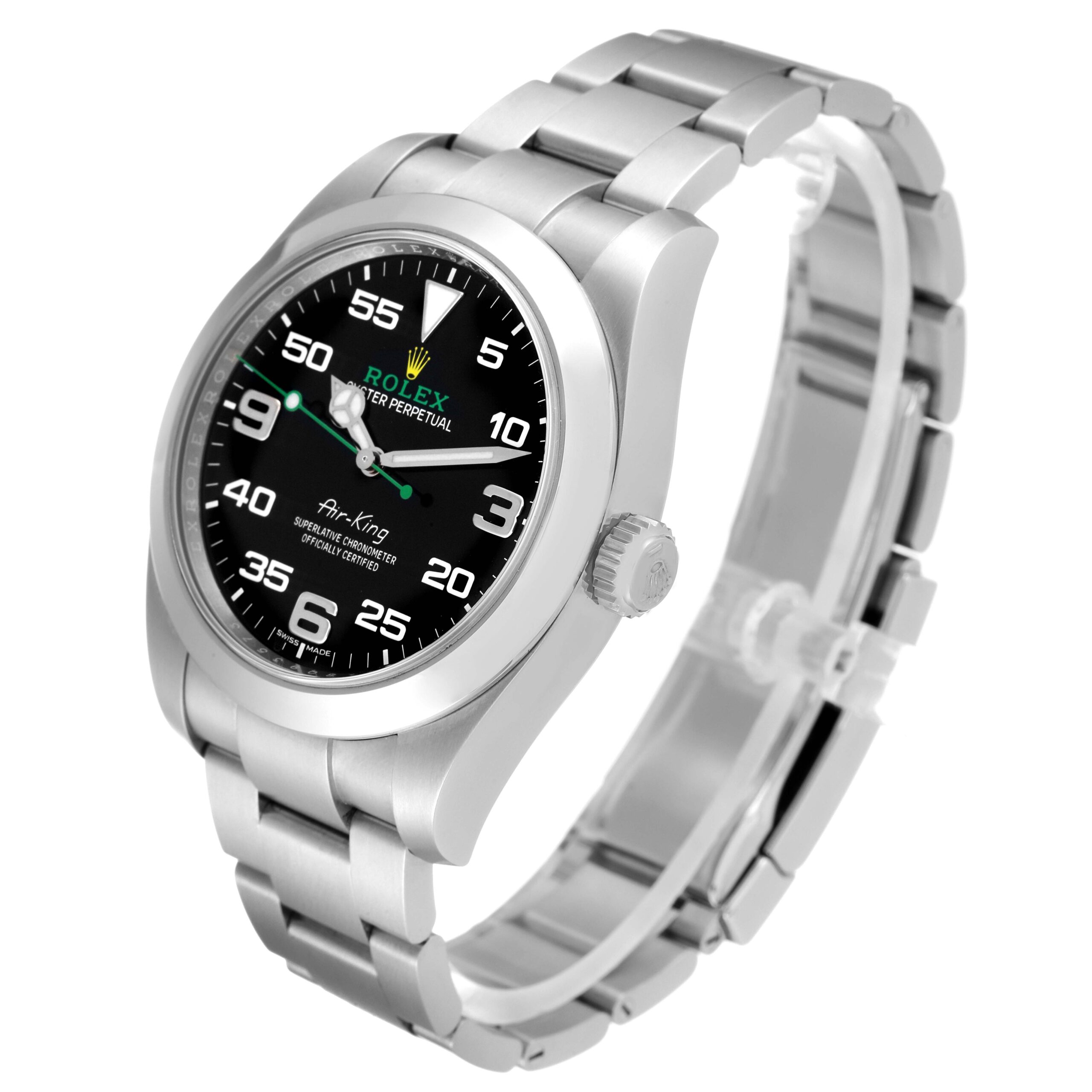 Rolex Oyster Perpetual Air King Green Hand Steel Mens Watch 116900