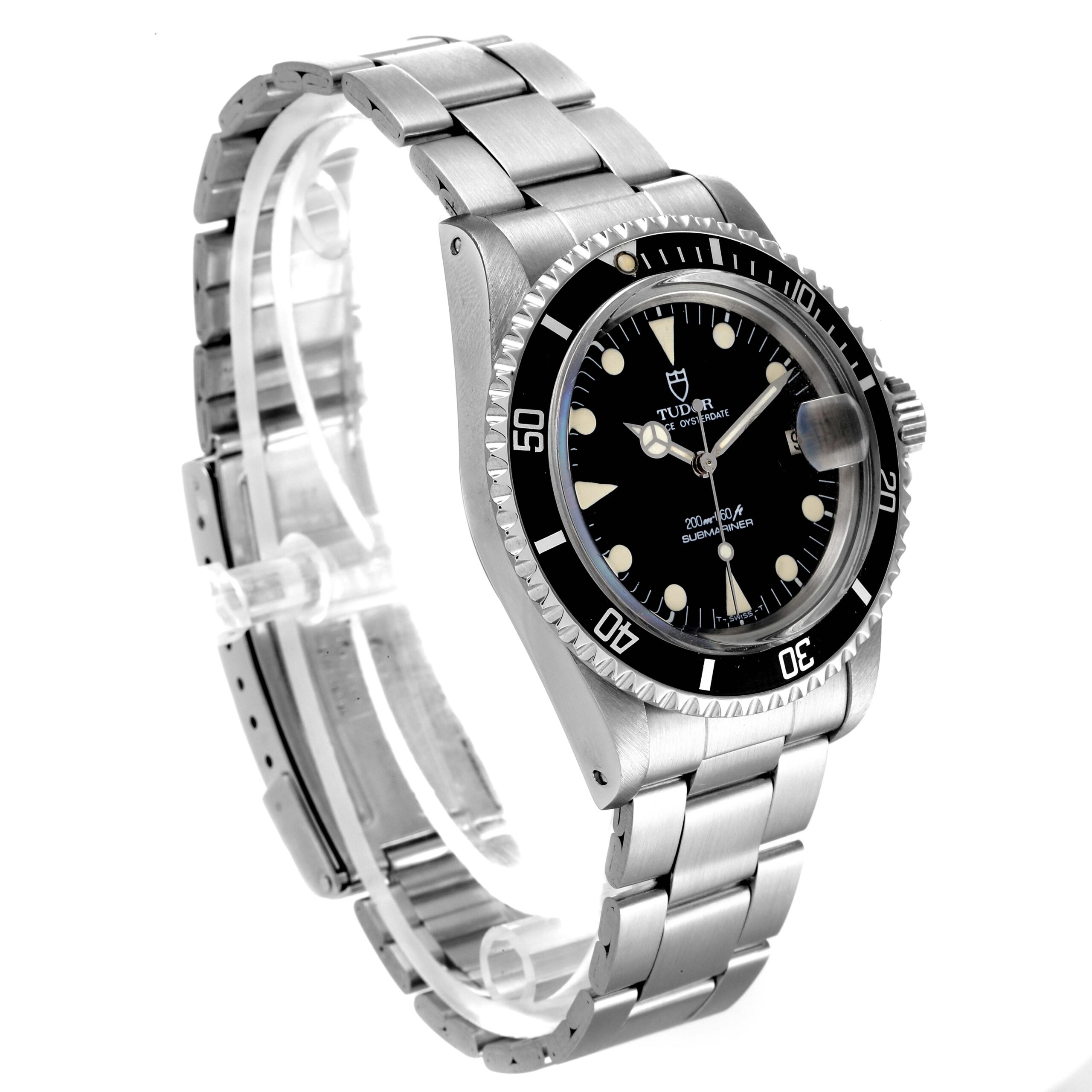 Tudor Submariner Prince Oysterdate Black Dial Steel Mens Watch 76100