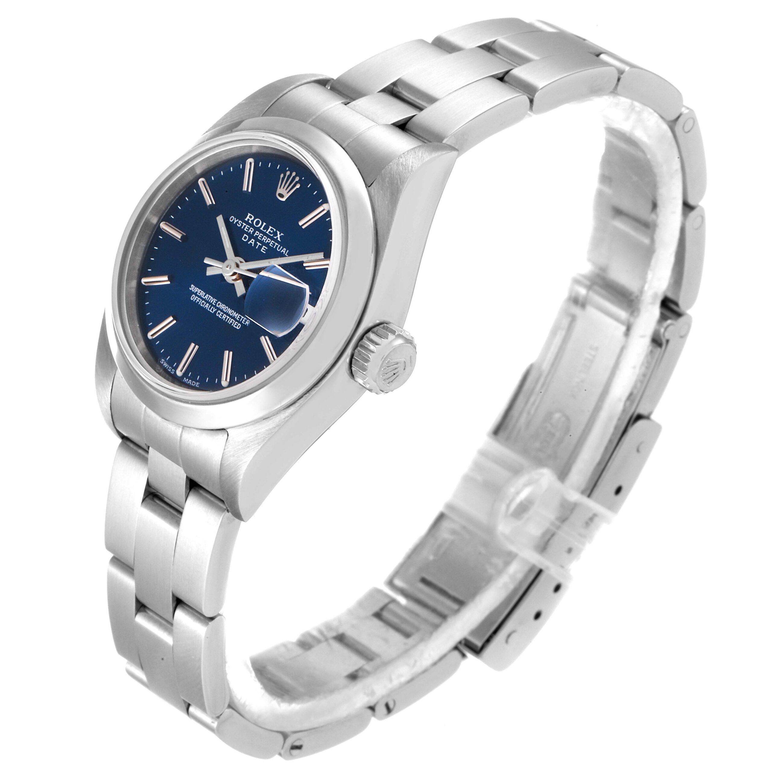 Rolex Date Blue Dial Oyster Bracelet Steel Ladies Watch 79160