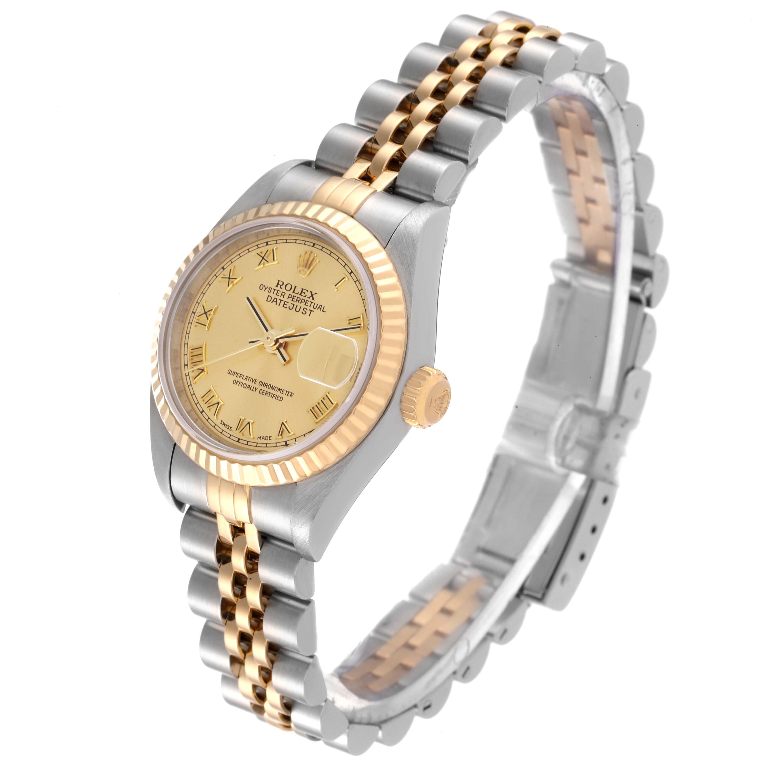 Rolex Datejust Steel Yellow Gold Champagne Dial Ladies Watch 79173 Box Papers