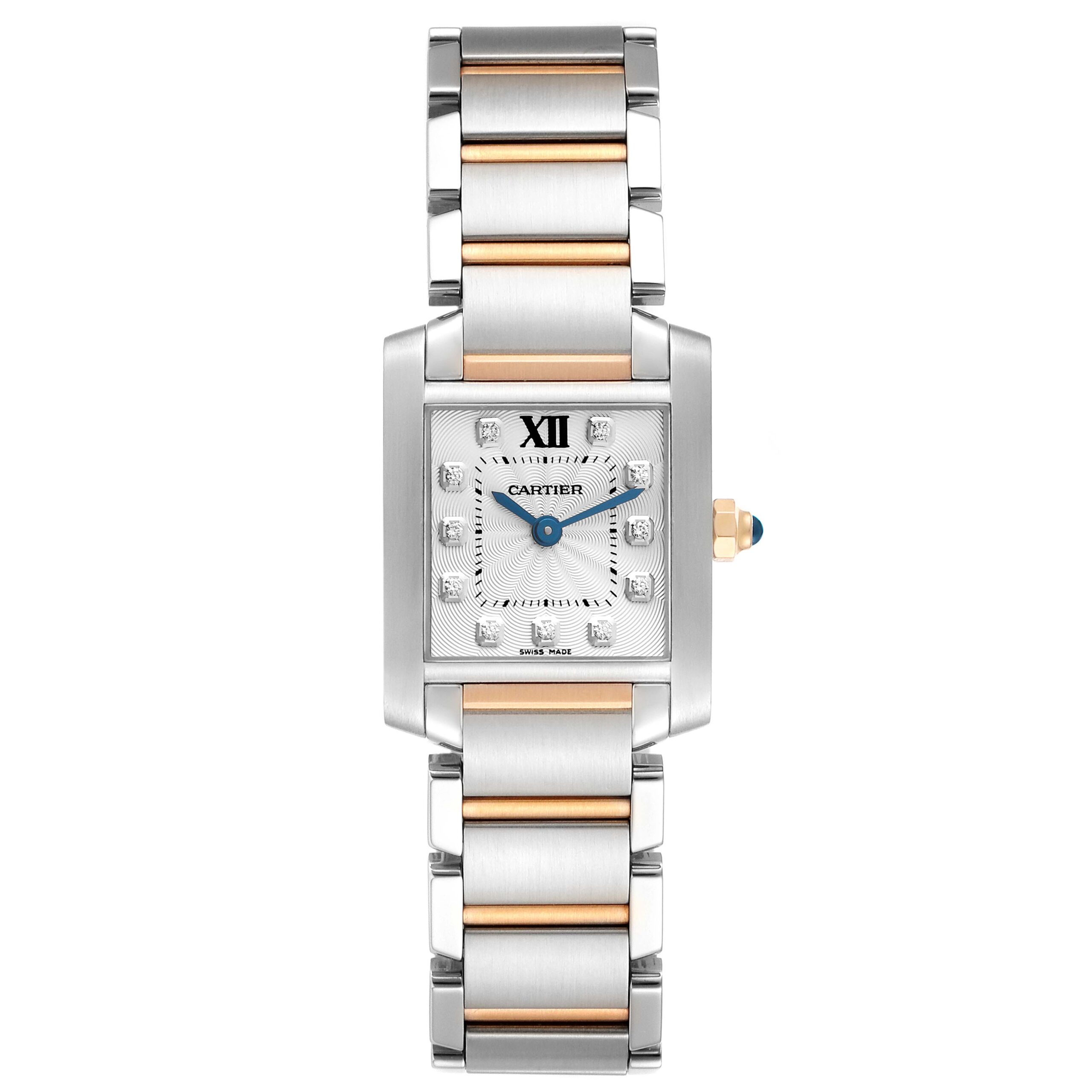 Cartier Tank Francaise Steel Rose Gold Diamond Ladies Watch WE110004