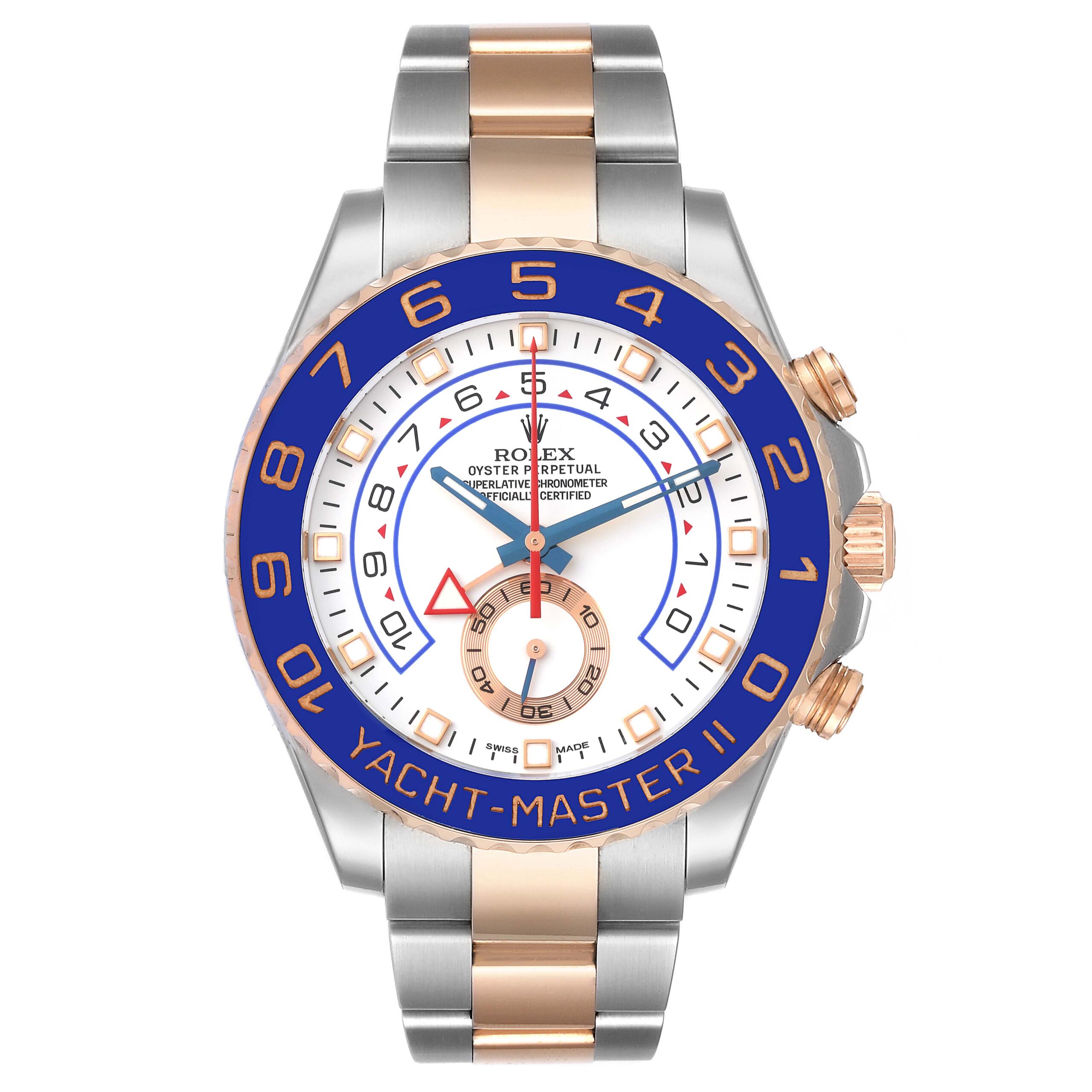 Rolex Yachtmaster II Steel Rose Gold Mens Watch 116681 Box Card