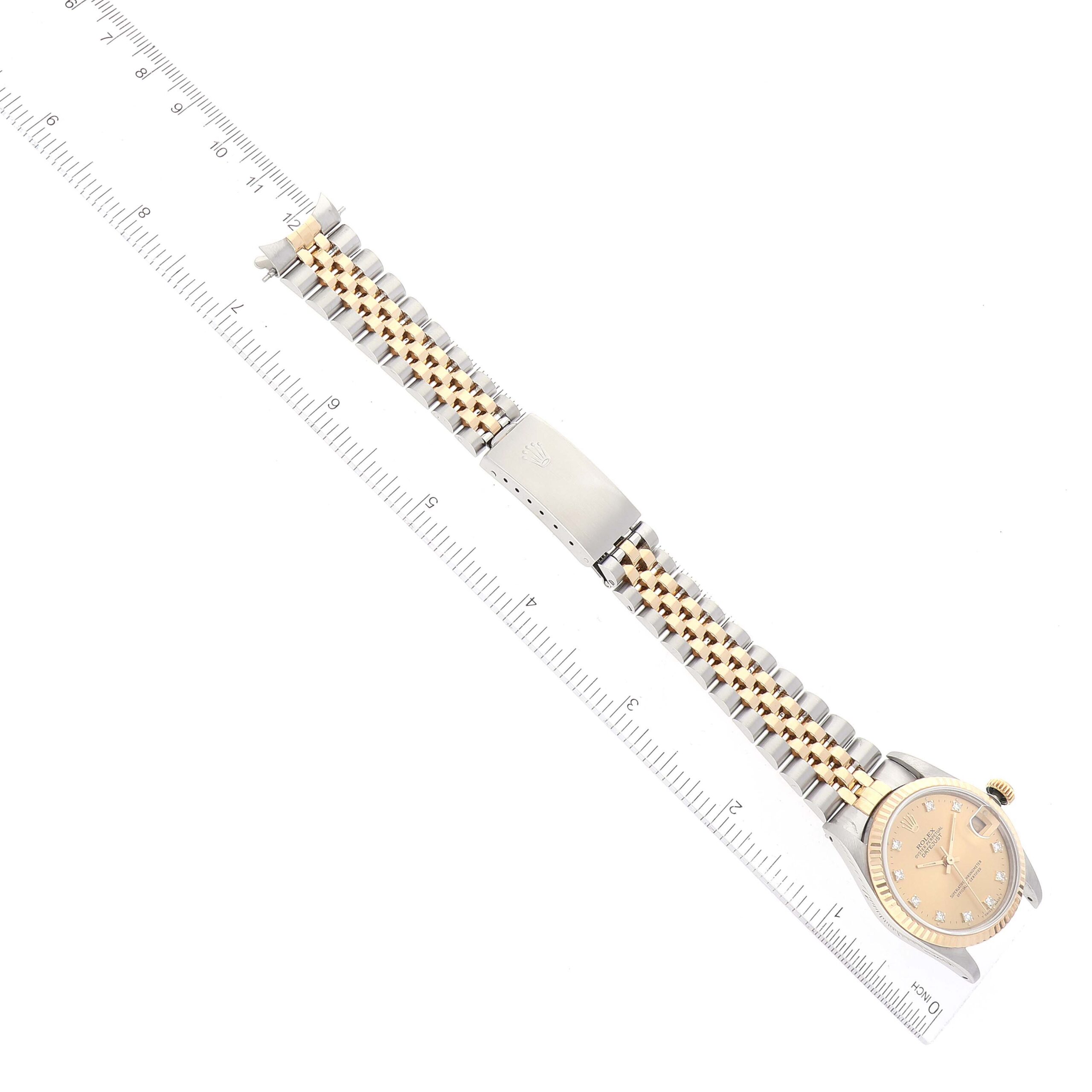 Rolex Datejust Midsize Steel Yellow Gold Diamond Dial Ladies Watch 68273