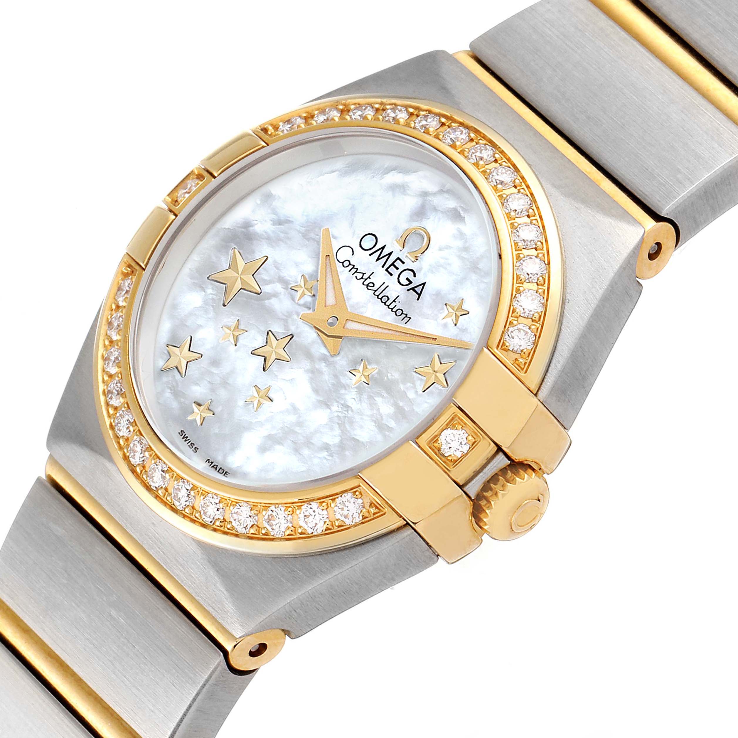 Omega Constellation Star Steel Yellow Gold Diamond Ladies Watch 123.25.24.60.05.001