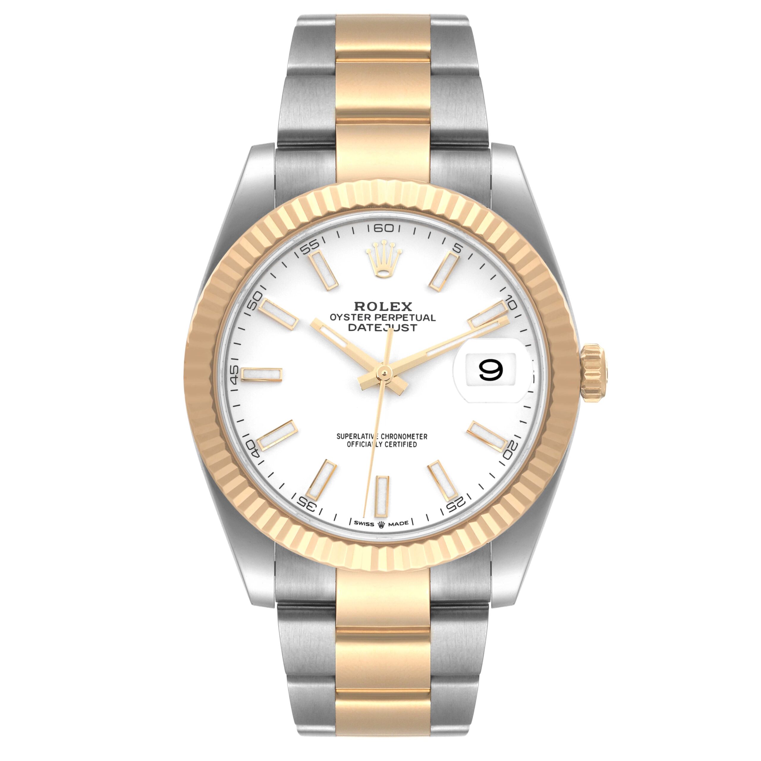 Rolex Datejust 41 Steel Yellow Gold White Dial Mens Watch 126333 Unworn