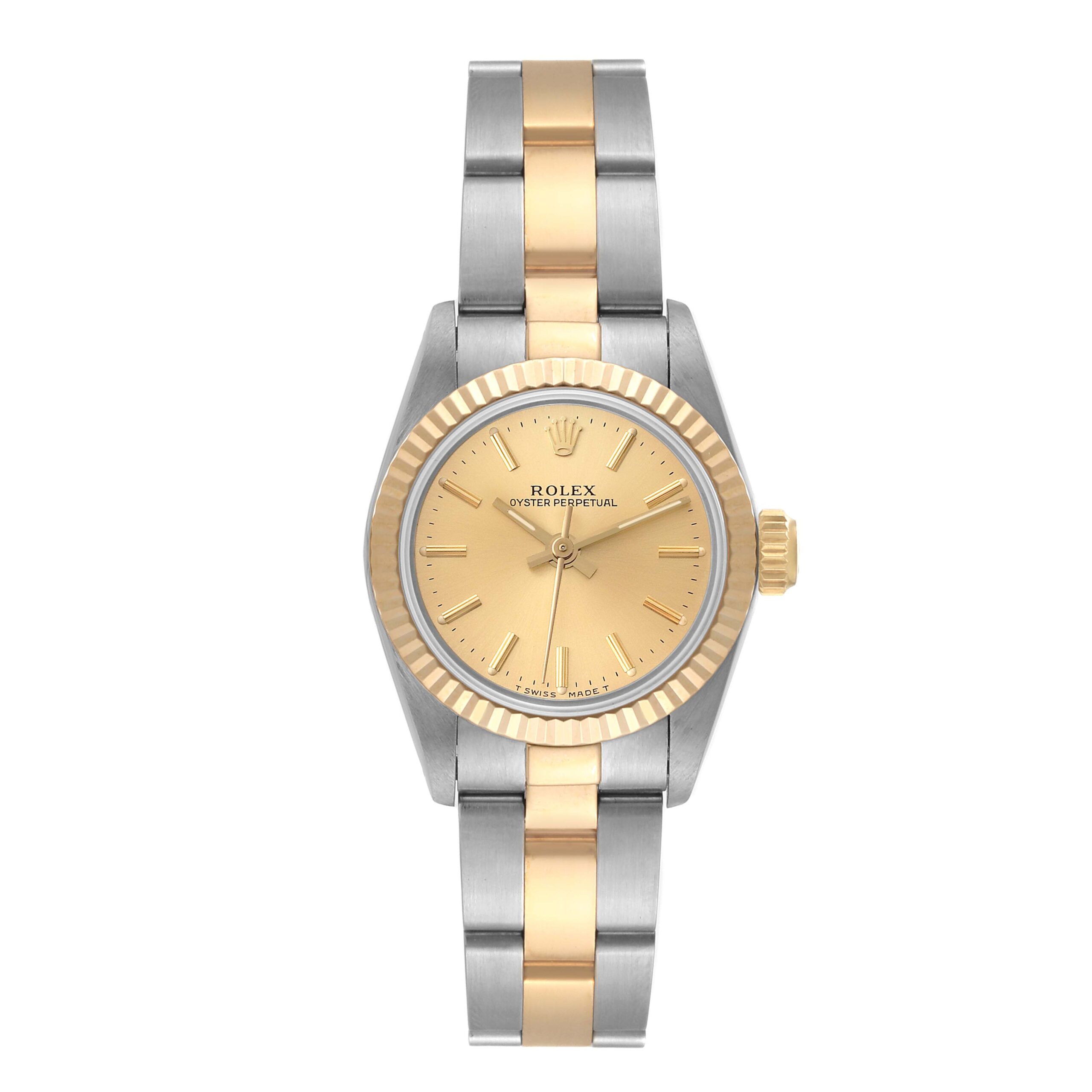 Rolex Oyster Perpetual Steel Yellow Gold Ladies Watch 67193 Box Papers