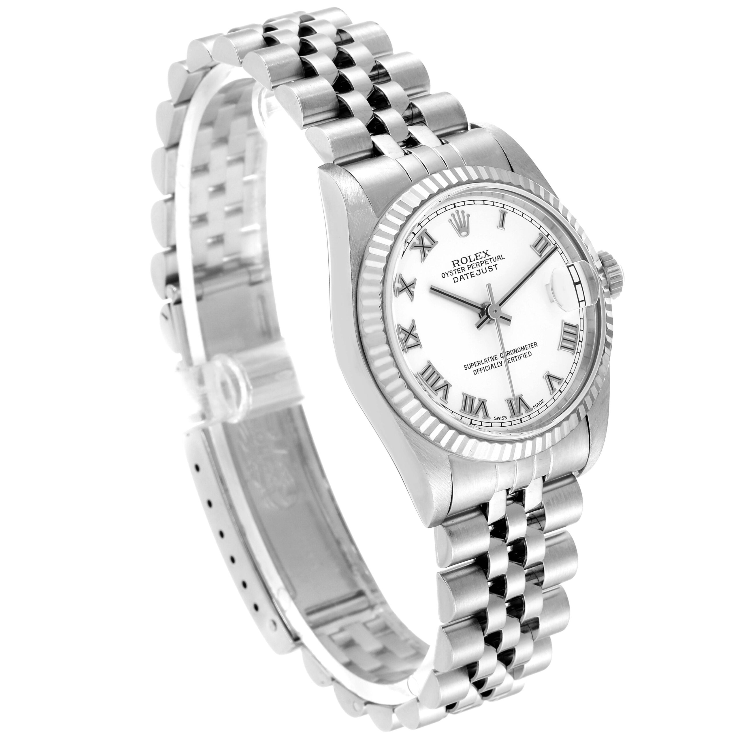 Rolex Datejust Midsize Steel White Gold White Dial Ladies Watch 78274 Box Papers