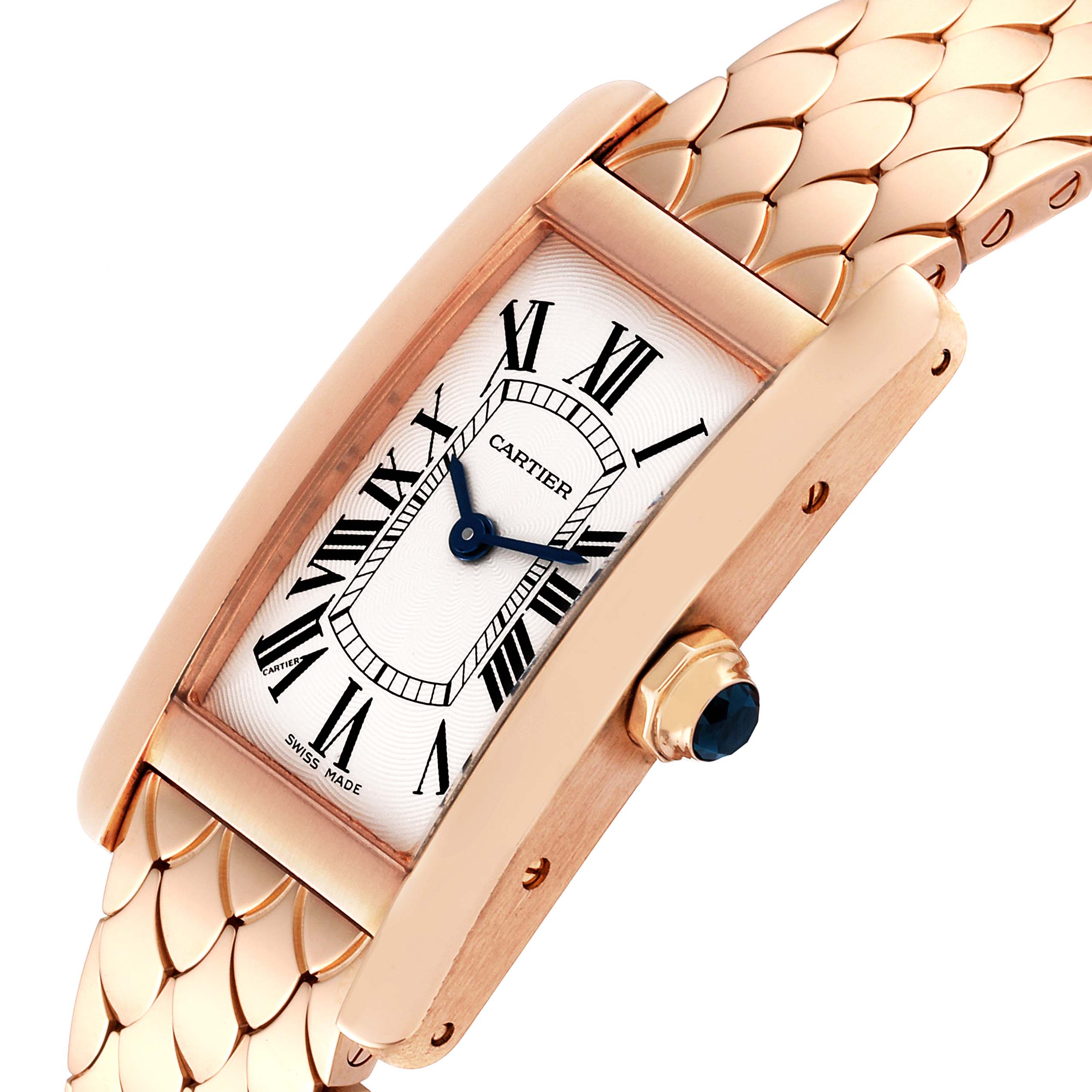 Cartier Tank Americaine 18K Rose Gold Ladies Watch W2620031 Box Papers
