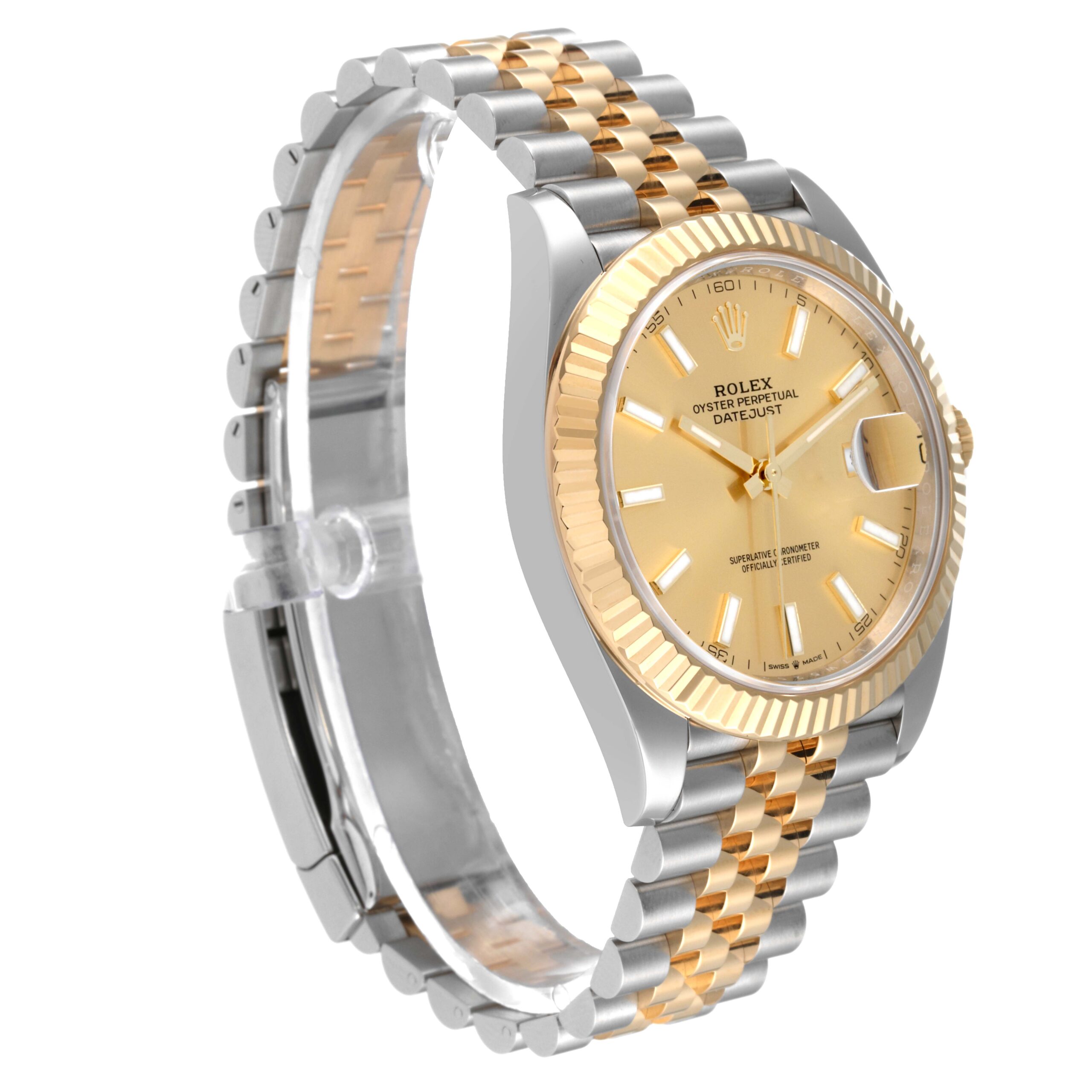 Rolex Datejust 41 Steel Yellow Gold Champagne Dial Mens Watch 126333 Box Card