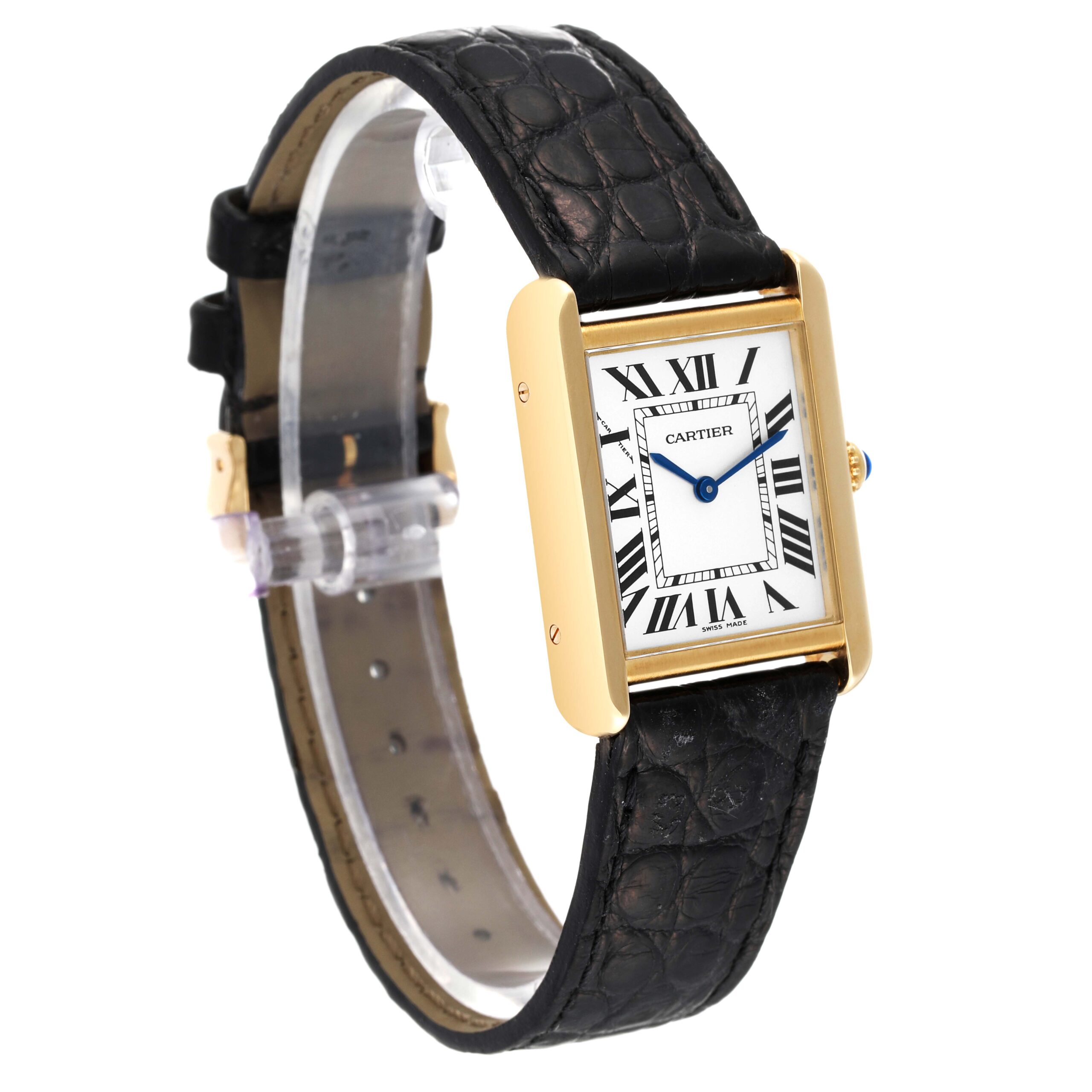 Cartier Tank Solo Small Yellow Gold Steel Silver Dial Ladies Watch W1018755