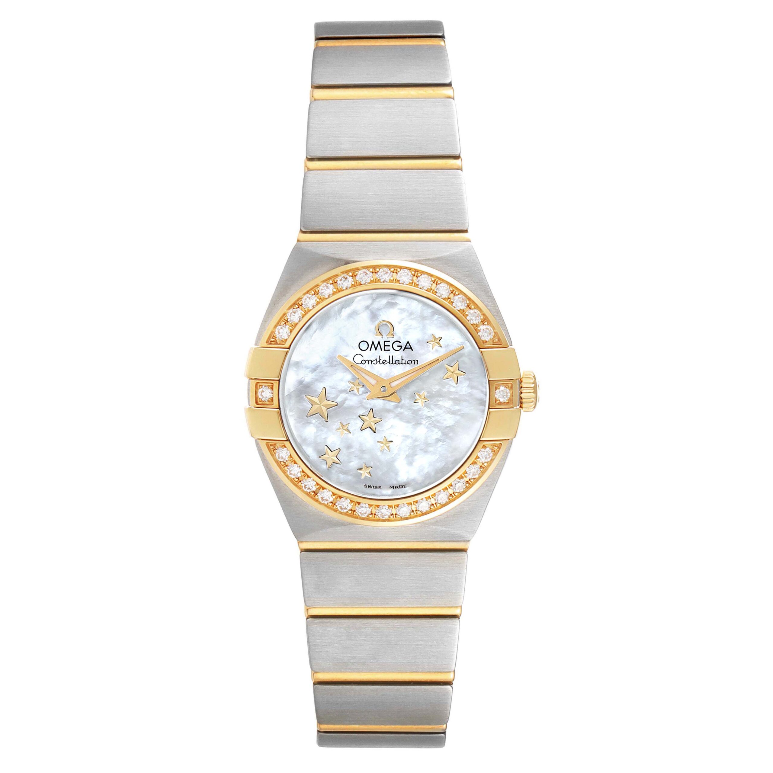 Omega Constellation Star Steel Yellow Gold Diamond Ladies Watch 123.25.24.60.05.001
