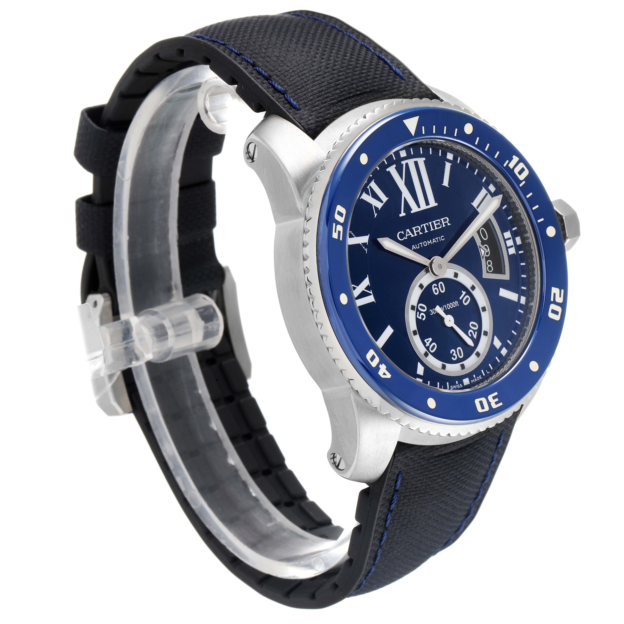 Cartier Calibre Diver Blue Dial Steel Mens Watch WSCA0010 Unworn