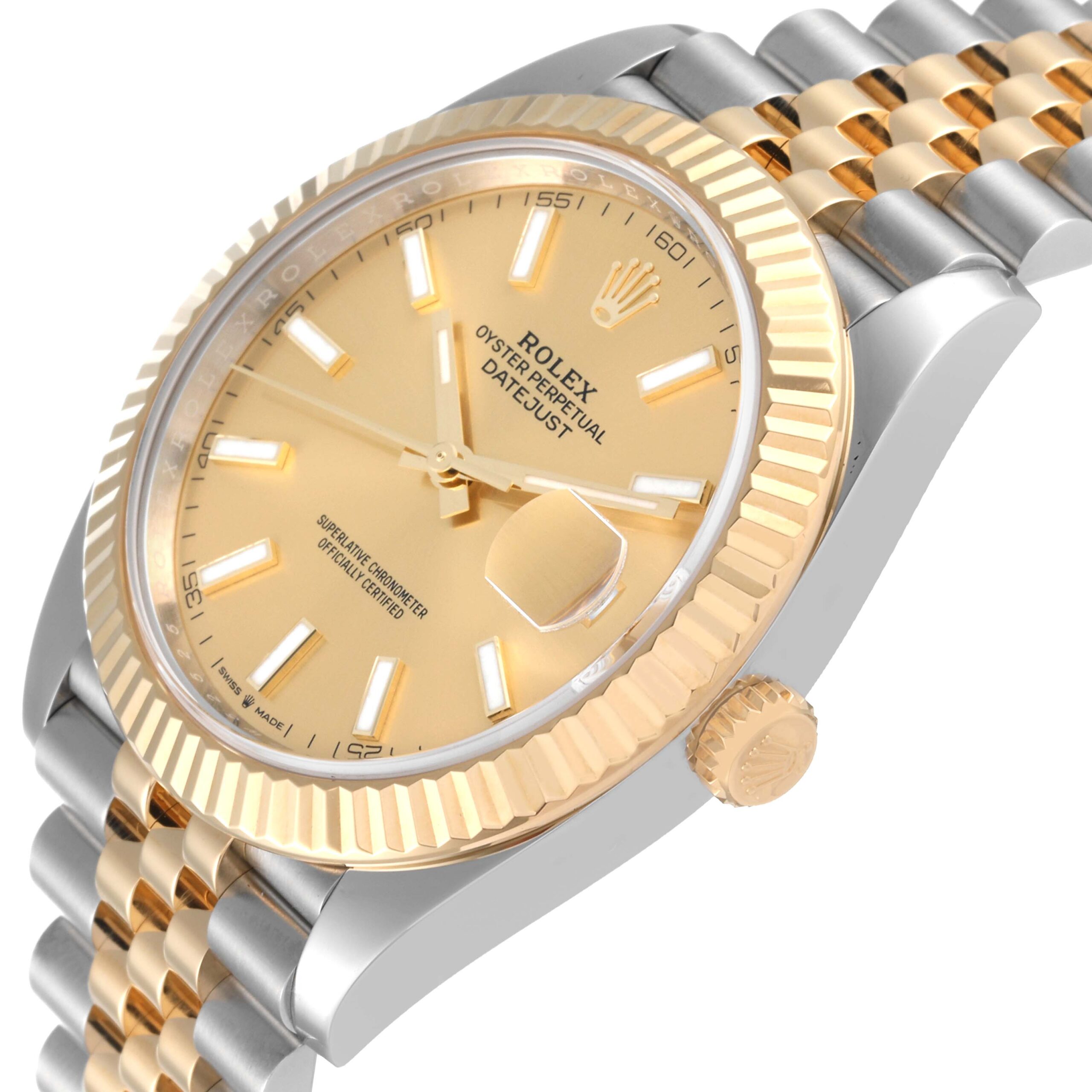 Rolex Datejust 41 Steel Yellow Gold Champagne Dial Mens Watch 126333 Box Card
