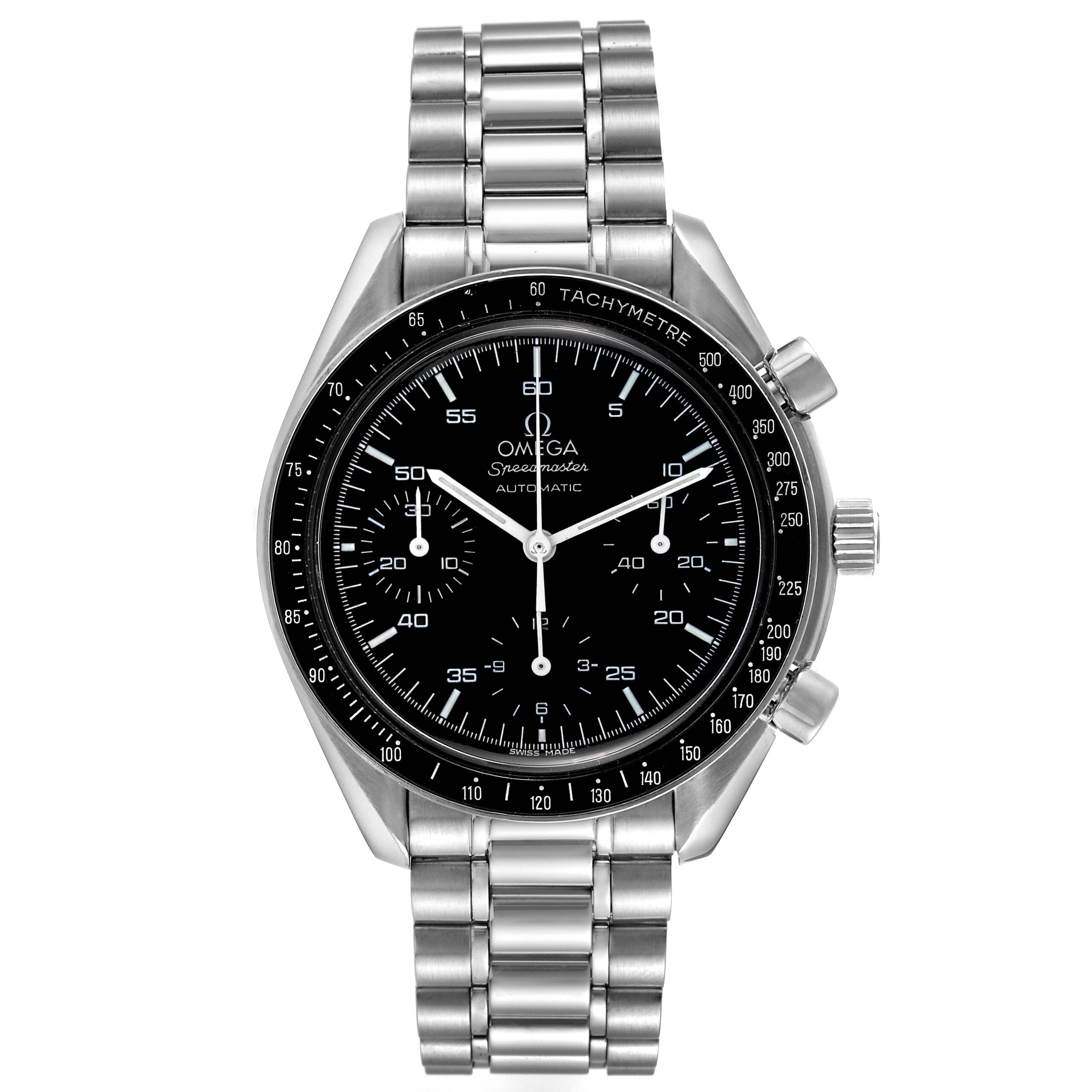Omega Speedmaster Reduced Hesalite Chronograph Steel Mens Watch 3510.50.00