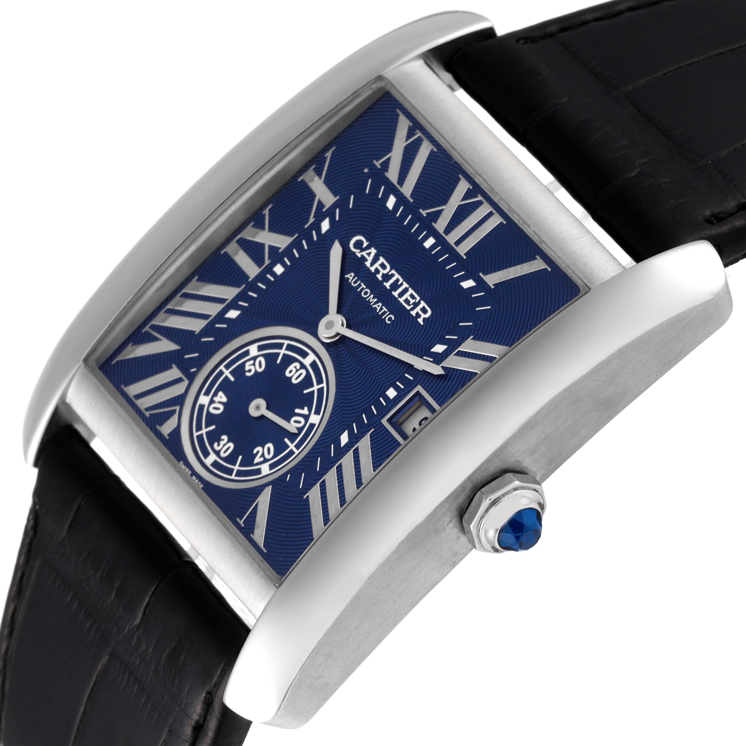 Cartier Tank MC Blue Dial Automatic Steel Mens Watch WSTA0010