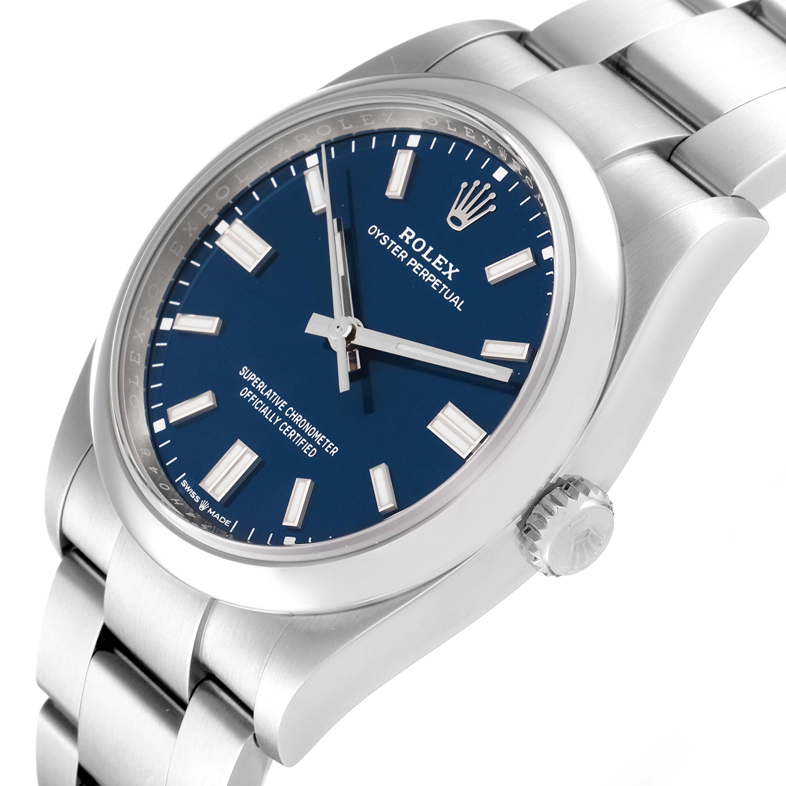 Rolex Oyster Perpetual Blue Dial Steel Mens Watch 126000 Unworn