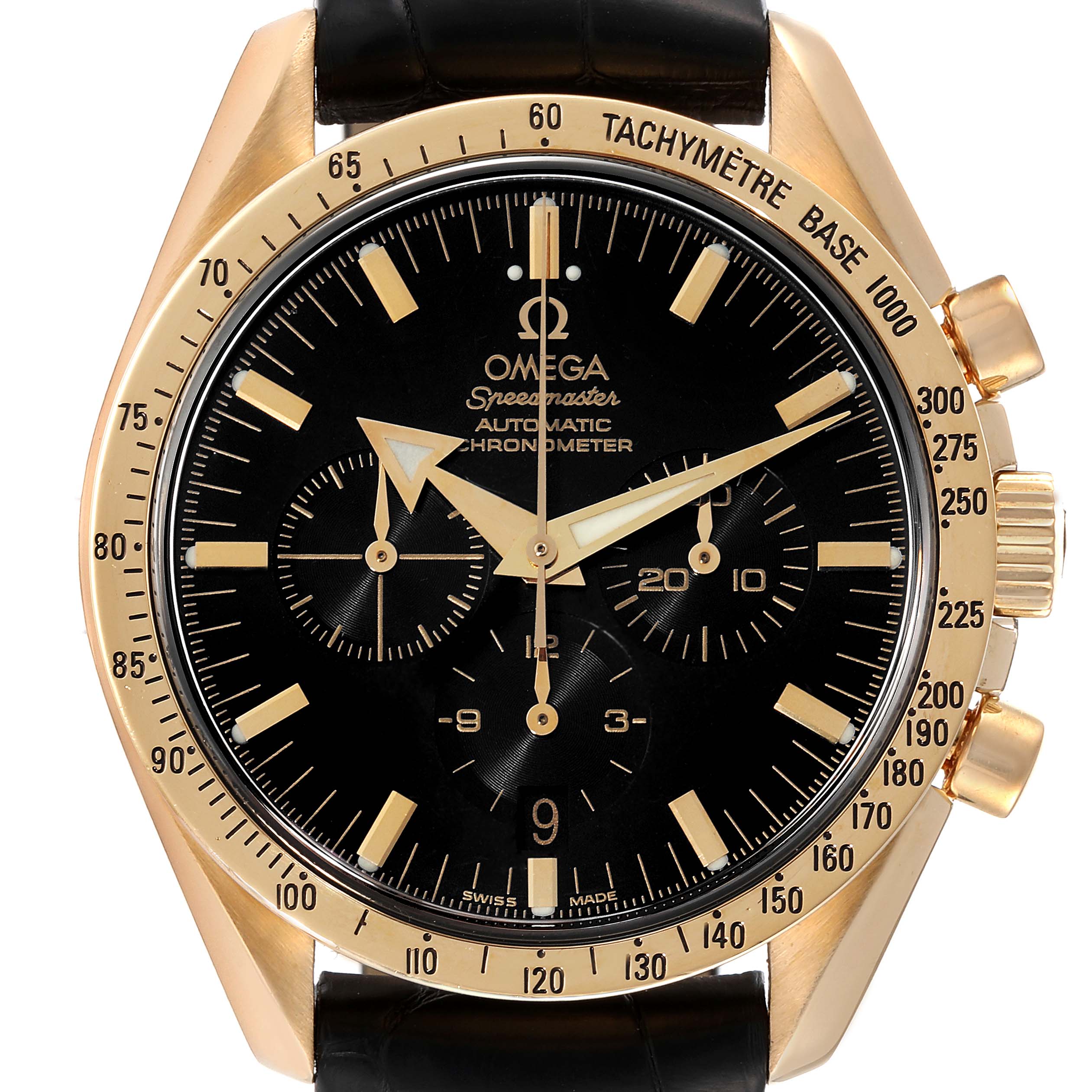 Omega Speedmaster Broad Arrow Yellow Gold Mens Watch 3651.50.31