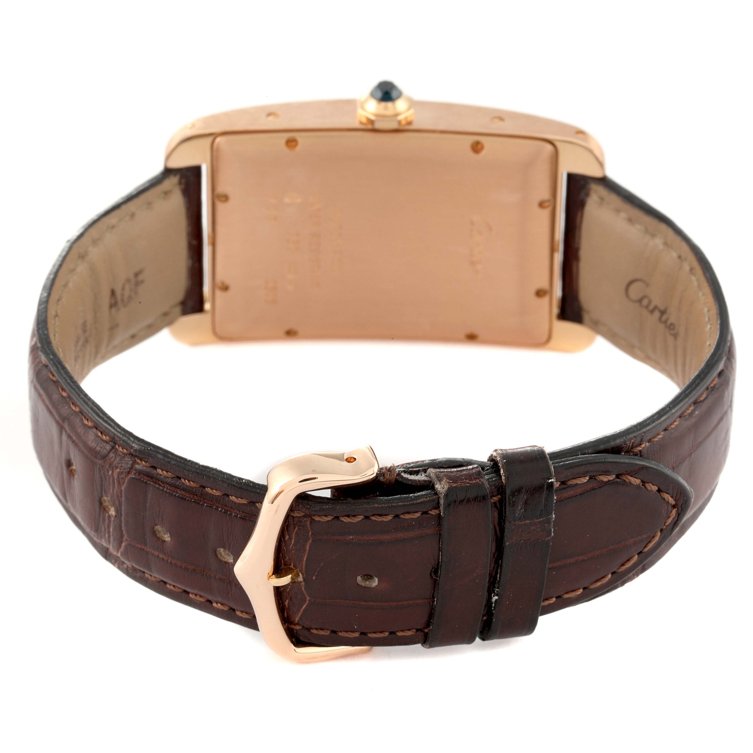 Cartier Tank Americaine Large 18K Rose Gold Brown Strap Watch W2609156