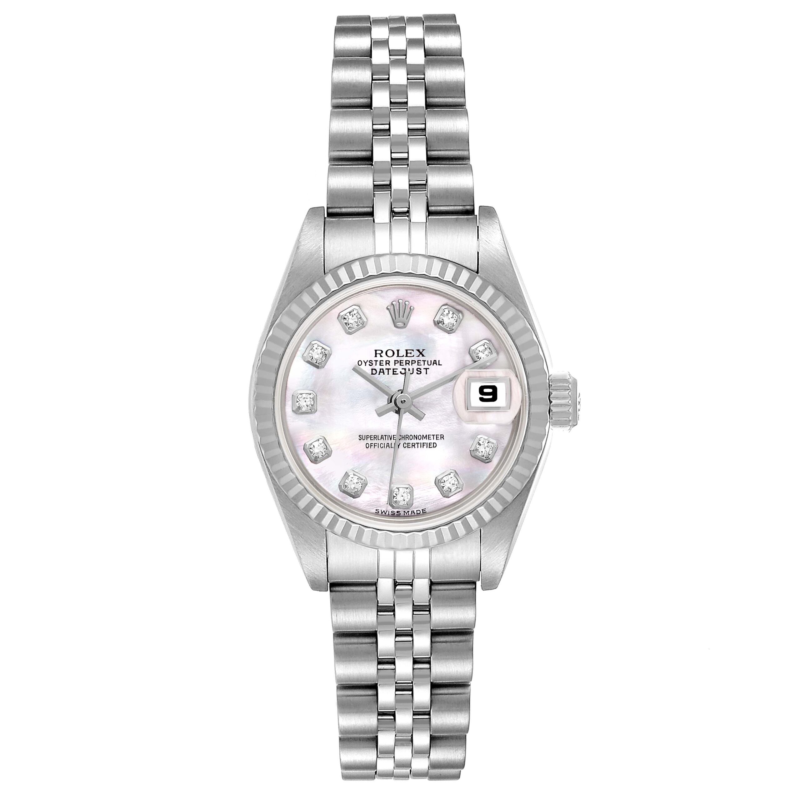 Rolex Datejust Steel White Gold Mother of Pearl Diamond Ladies Watch 79174