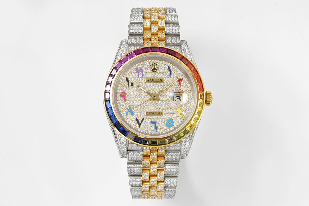 Rolex Datejust Steel White Gold Silver Diamond Dial Mens Watch 116234