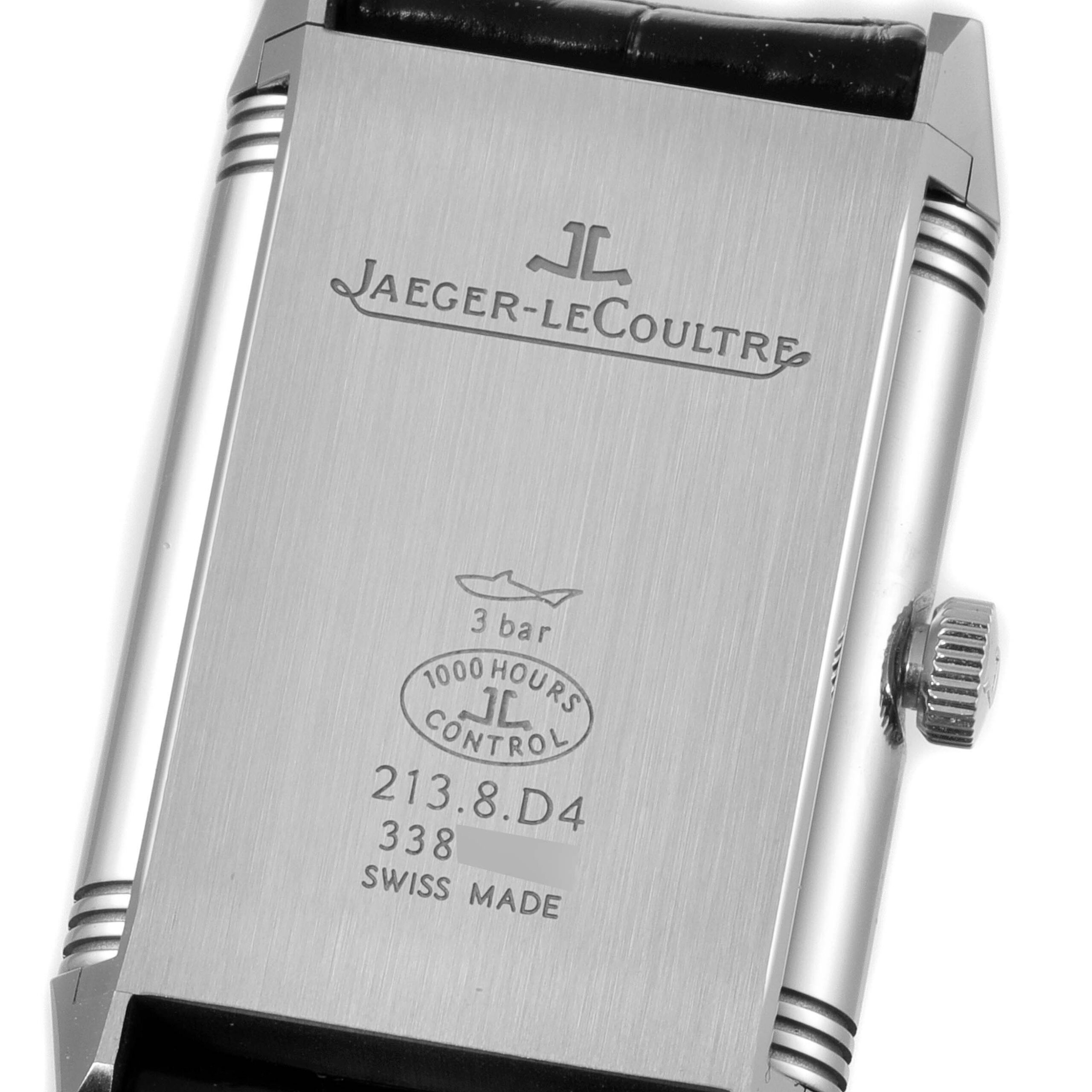 Jaeger LeCoultre Reverso Duo Day Night Mens Watch 213.8.D4 Q3848420 Box Card