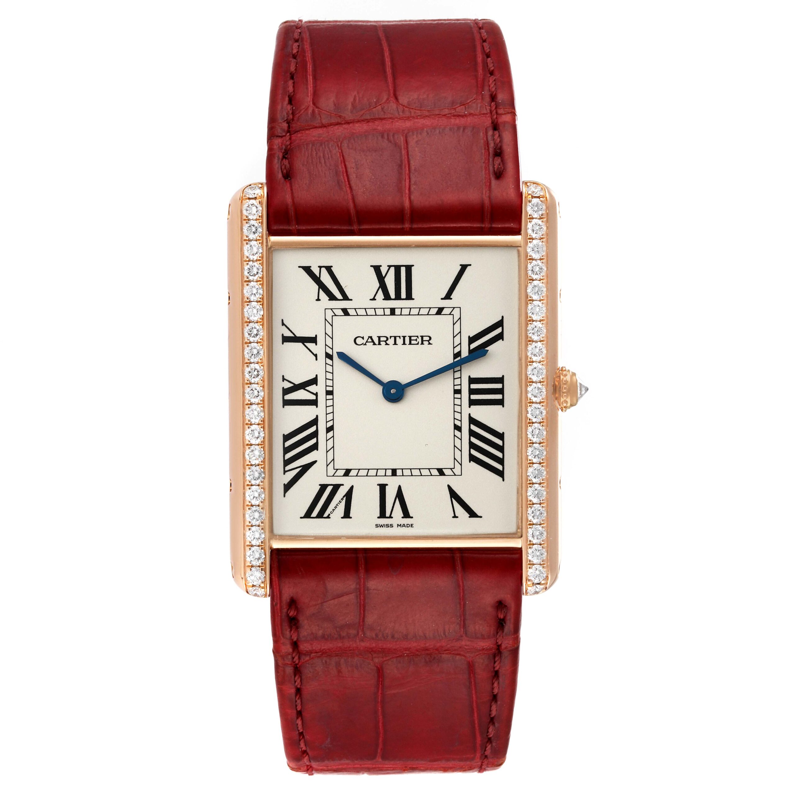 Cartier Tank Louis XL 18k Rose Gold Diamond Mens Watch WT200005